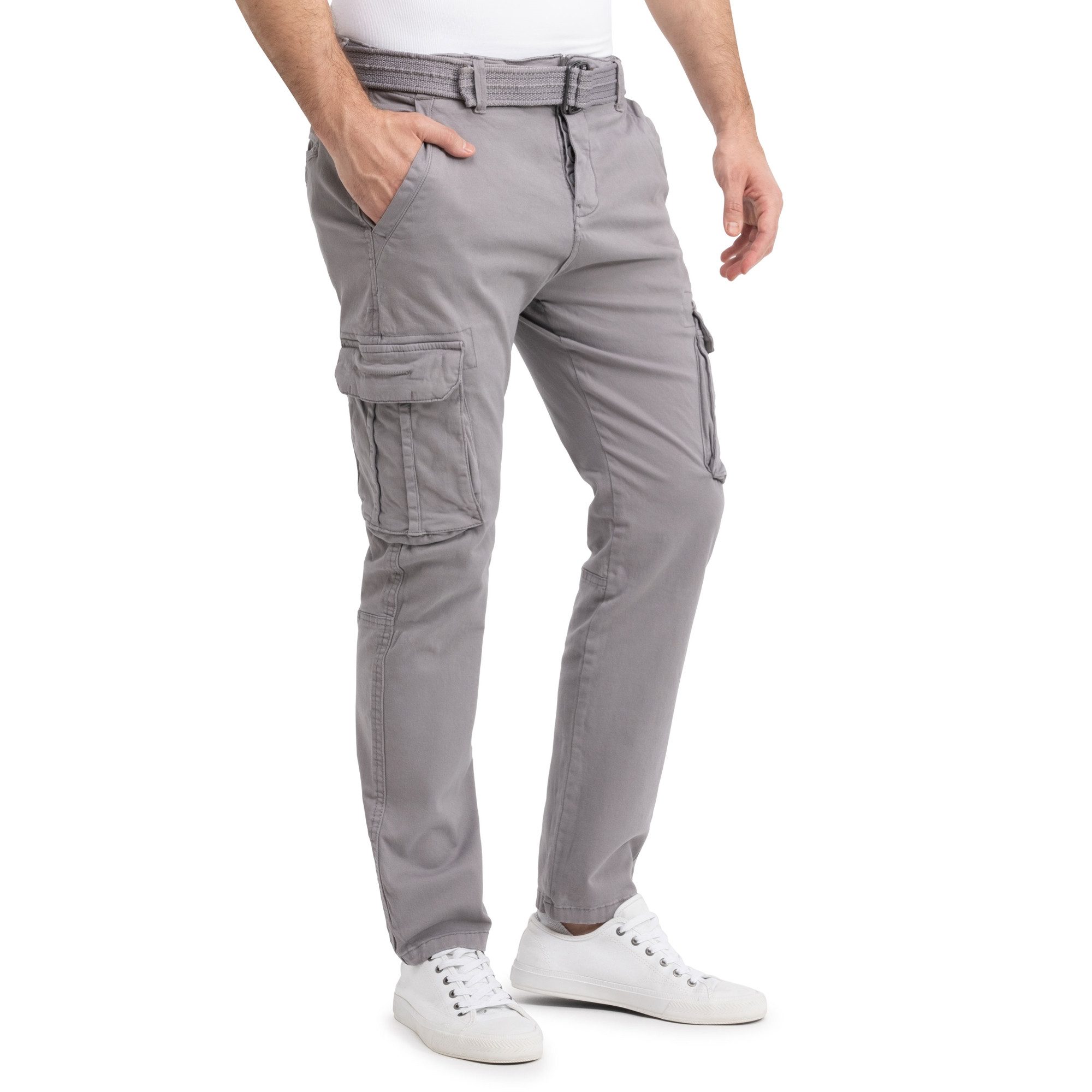 SUBLEVEL Cargohose Herren Cargo Hose Jeans Sweatpant Chino Jogginghose inkl. Gürtel