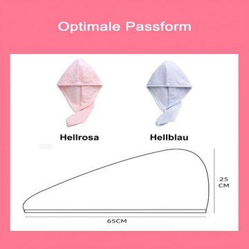 Fivejoy Haartrockenhaube 2er-Set Haarturban Kopfhandtuch aus Mikrofaser Extra Saugfähig, Schnelltrocknend Flauschig Knopfverschluss
