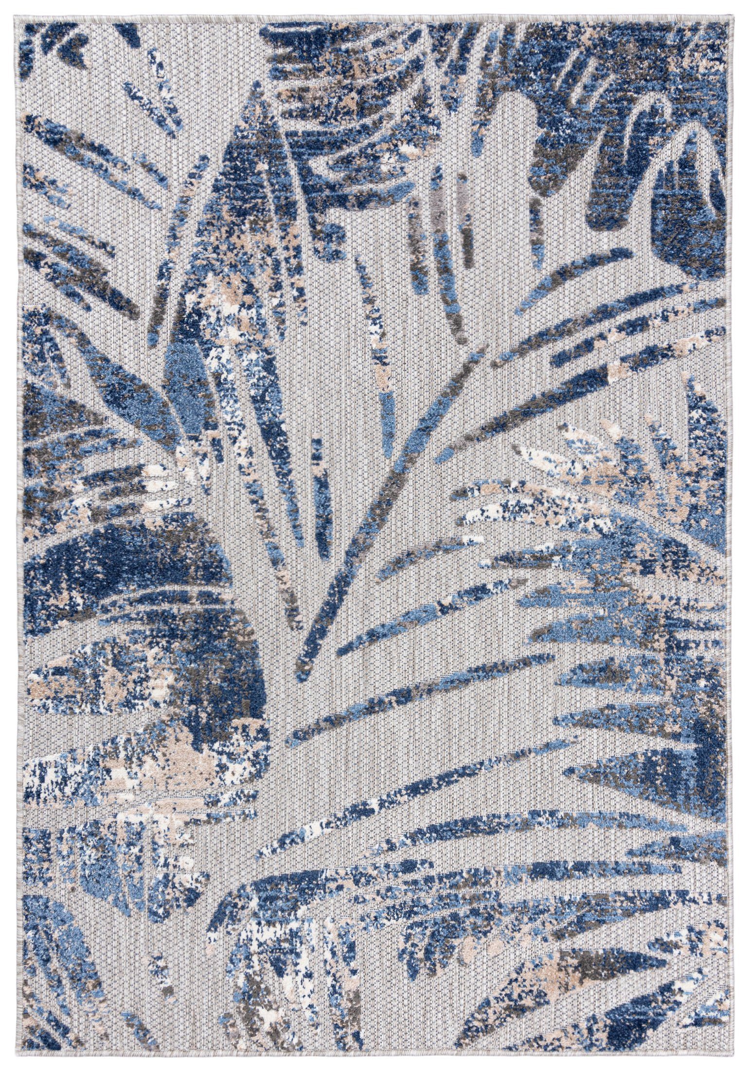 Mazovia Designteppich In- & Outdoor Teppich Wetterfest & UV-beständig Balkon - Blau Grau, 80 x 150 cm, Höhe 6 mm, Kurzflor, Weich, Pflegeleicht, Flachgewebe