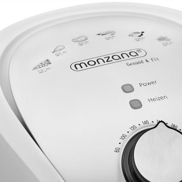 monzana Heißluftfritteuse, 1350 W, 3,6L mit Rezeptheft 9in1 Funktion 80-200°C Cool Touch Weiß