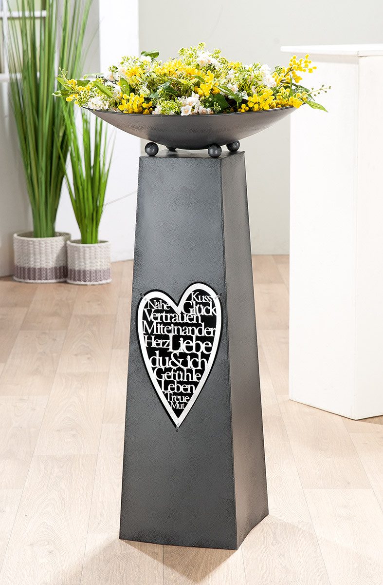 GILDE Dekoschale Herzschrift Schalenstaender Metall Grau 95cm (2 St)