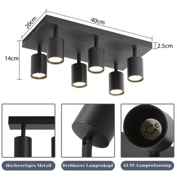 ZMH LED Deckenstrahler 6 Flammig Modern GU10 Spots 330° Schwenkbar Deckenspots Flur Küche, Hochwertige Matreial, LED fest integriert, Wandstrahler für Wohnzimmer Schlafzimmer, Ohne Leuchtmittel, Schwarz