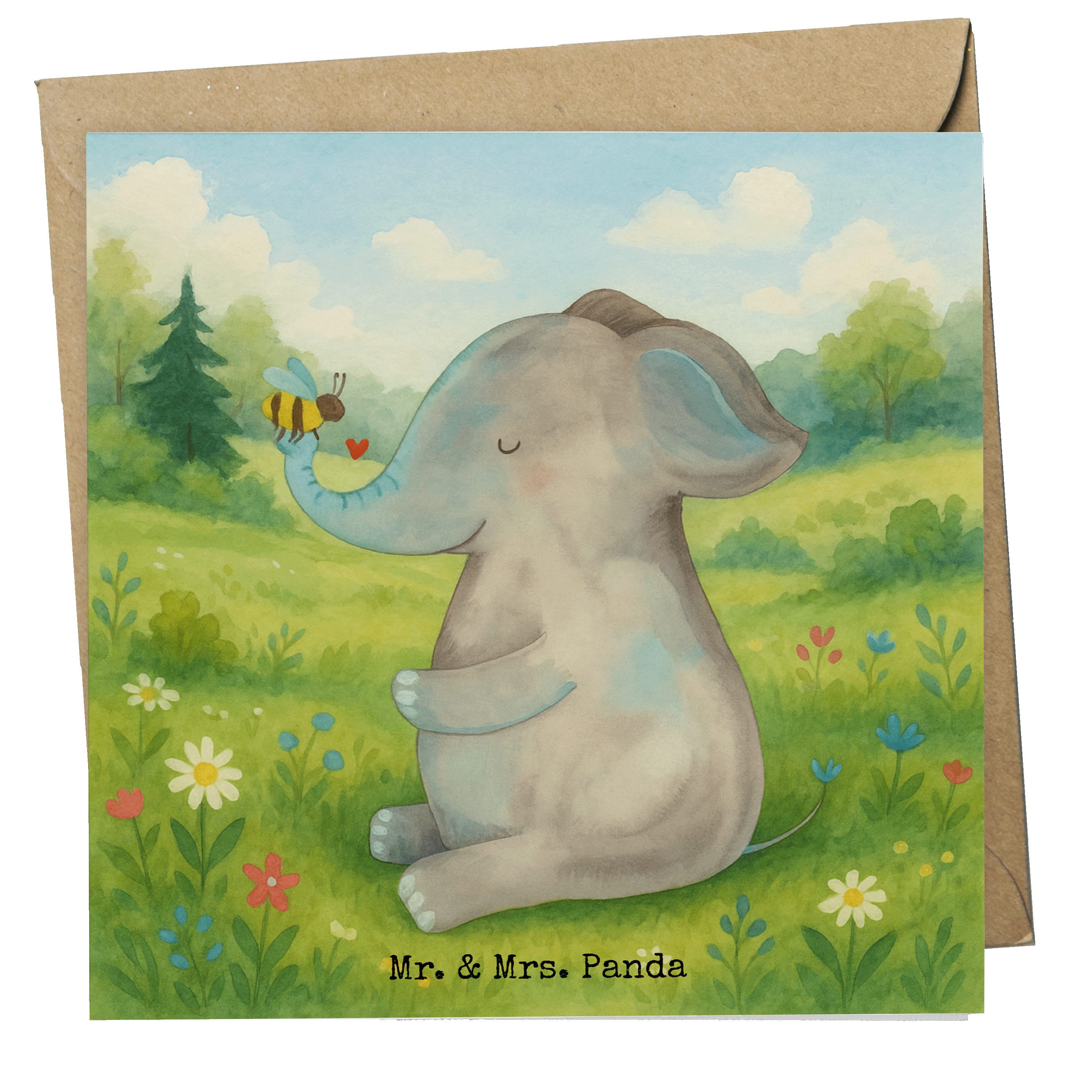 Mr. & Mrs. Panda Grußkarte Elefant Biene Design, Klappkarte, Weiß, Glückwunschkarte, Hochzeitsge, Klappkarte Liebe faltkarte