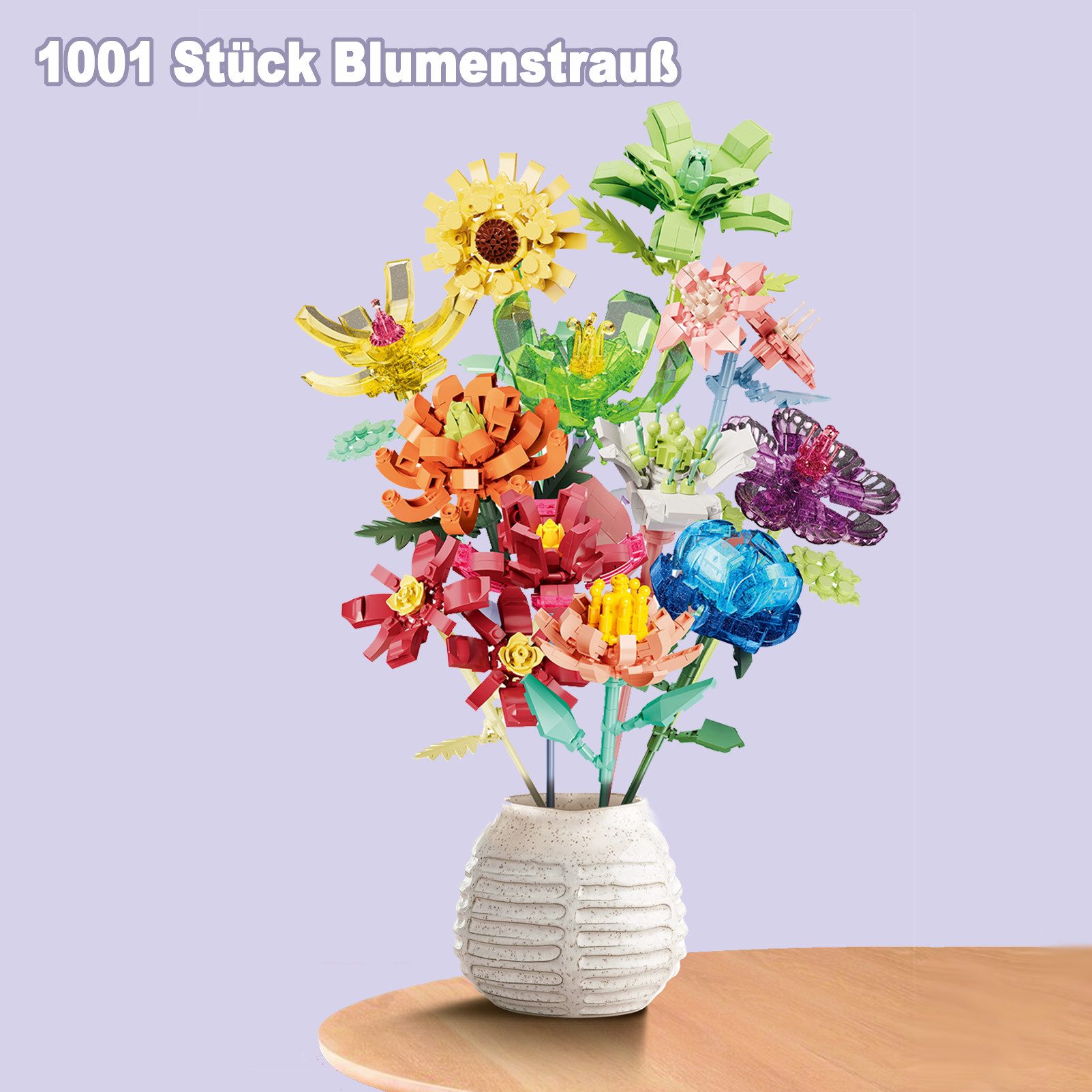 Esun Blumen Bouquet Building Set 1001 Stück, DIY Einzigartige Dekoration Spielbausteine, (SET, 1001 St., Blumen Baukasten), Geburtstag Geburt Ostern Nikolaus Weihnachten