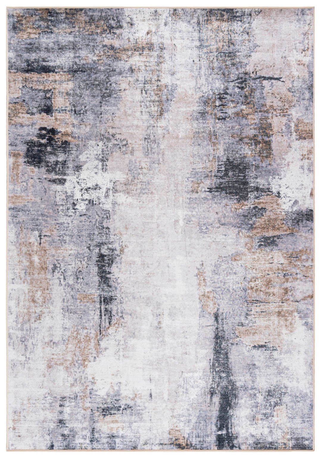 Mazovia Designteppich Modern Teppich Wohnzimmerteppich Abstrakt Vintage Grau Beige, 80 x 150 cm, Fußbodenheizung, Allergiker geeignet, Rutschfest
