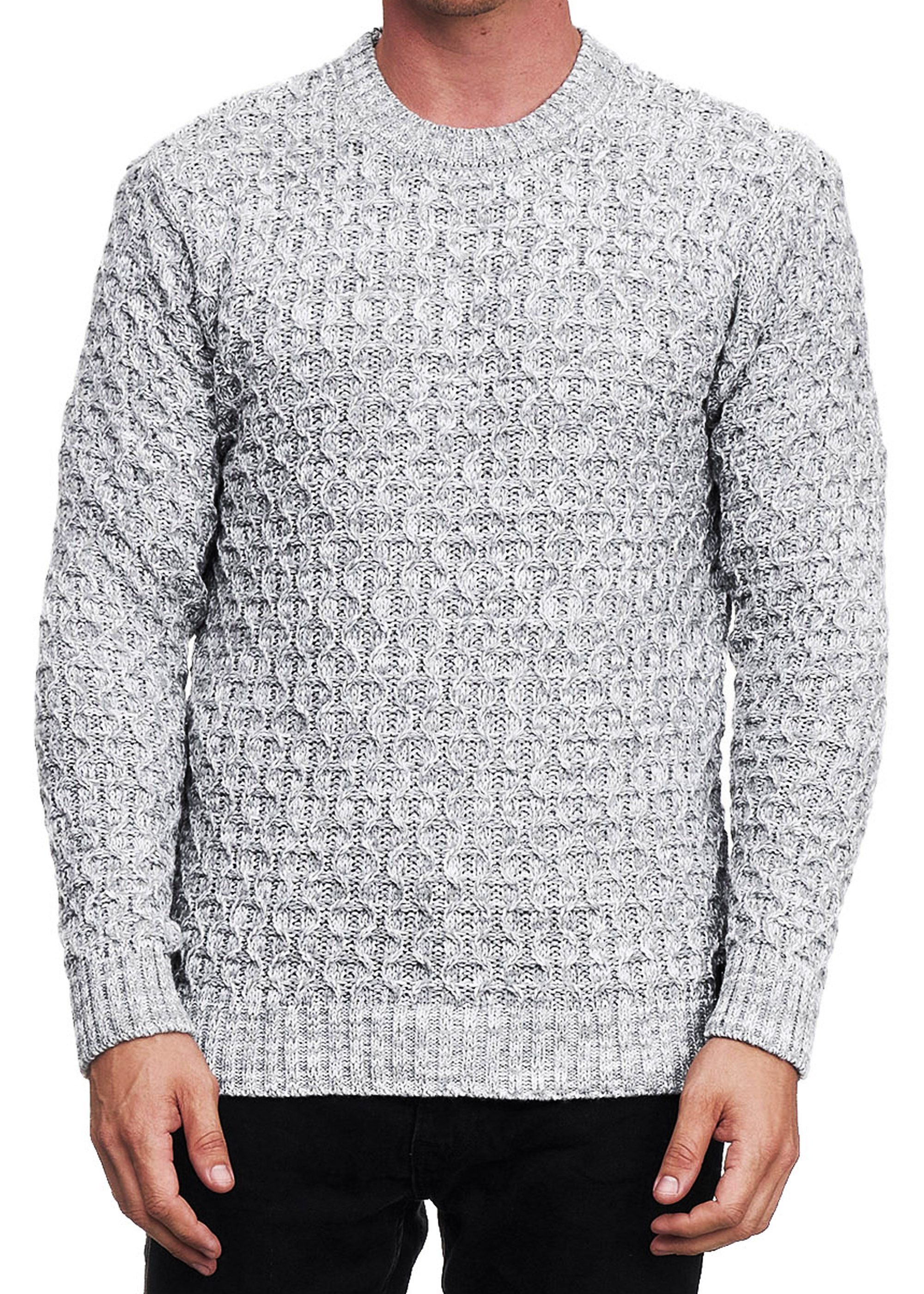Rundhalspullover Strick-Pullover Schwerer Grob-Strick Herren Rundhals Pullover