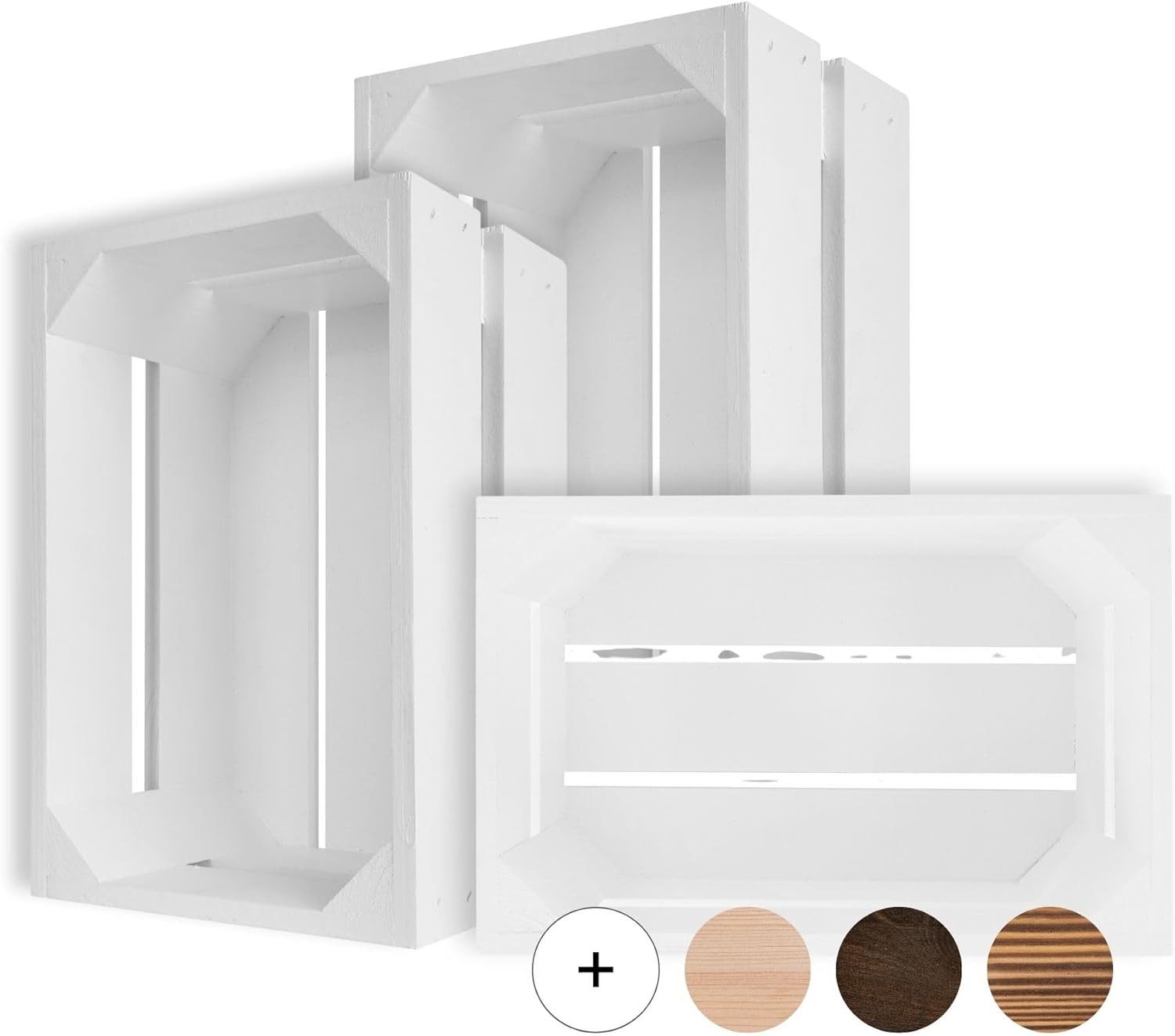 Creative Deco Holzkiste 3x Weinkisten Set Obstkiste Holz (3 Kisten)