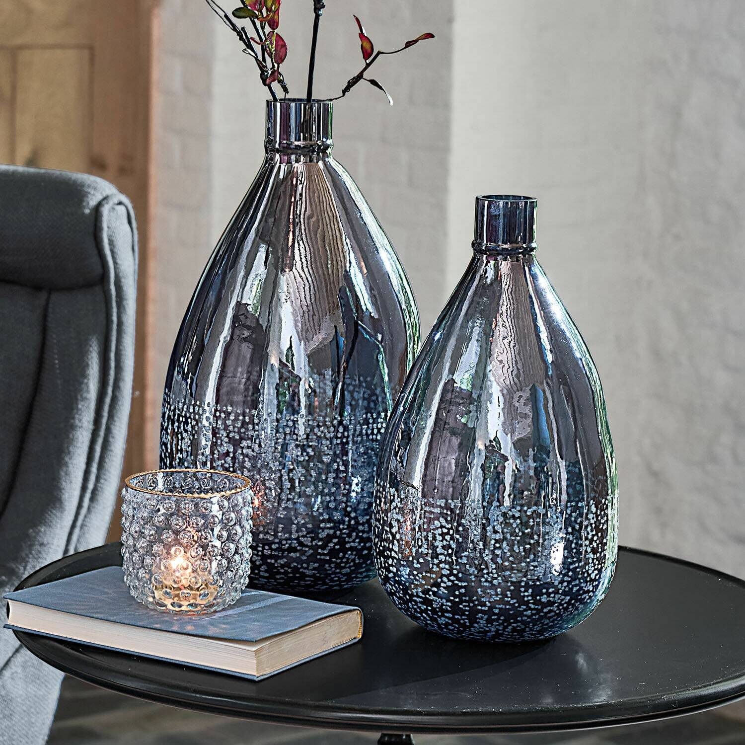 Mirabeau Tischvase Vase 2er Set Qilevon antikblau