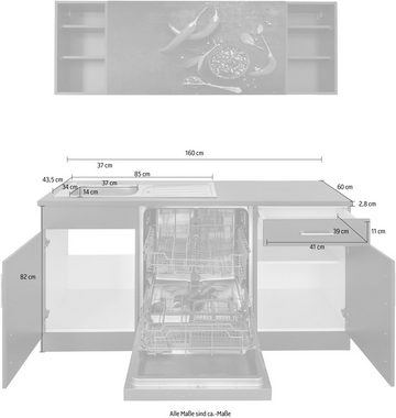 HELD MÖBEL Winkelküche »Paris«, mit E-Geräten, Stellbreite 220/280 cm