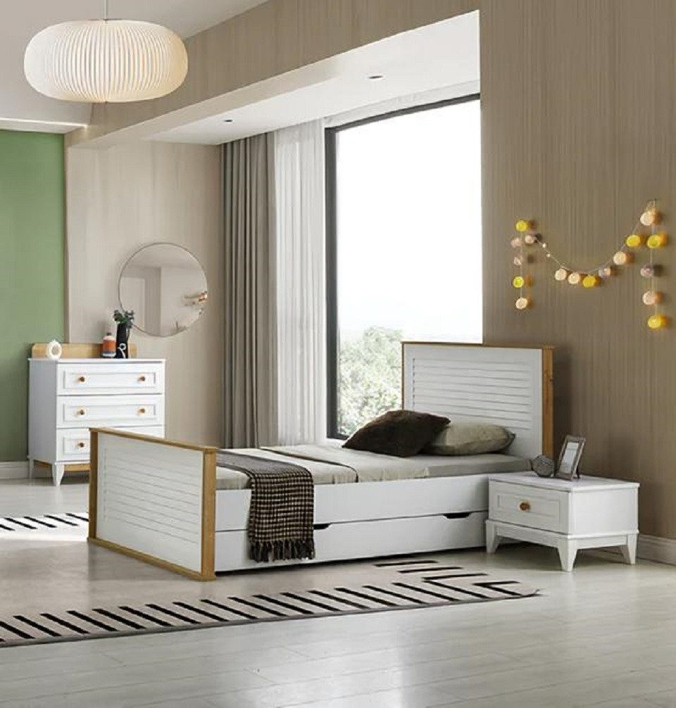 Jugendzimmer-Set Garnitur Kinderzimmer Bett Kinderbett Kindermöbel Weiß