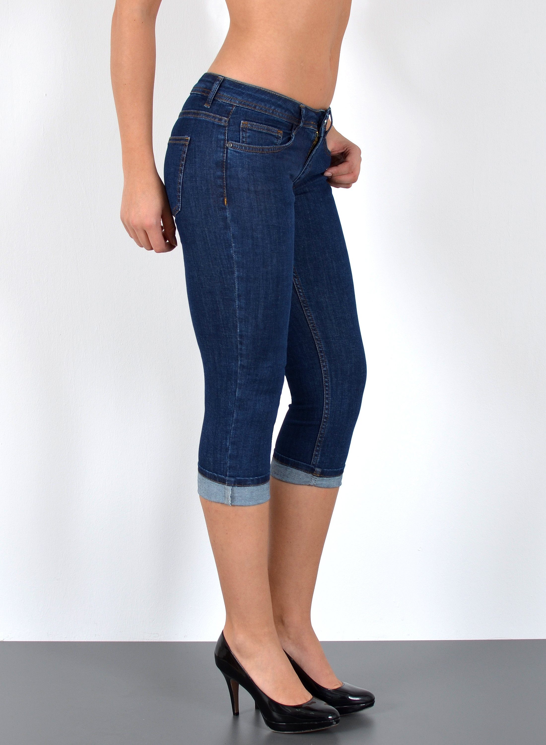 ESRA Caprijeans Damen 3/4 Jeans Hüftjeans niedrige Leibhöhe Damen 3/4 Hose günstig online kaufen