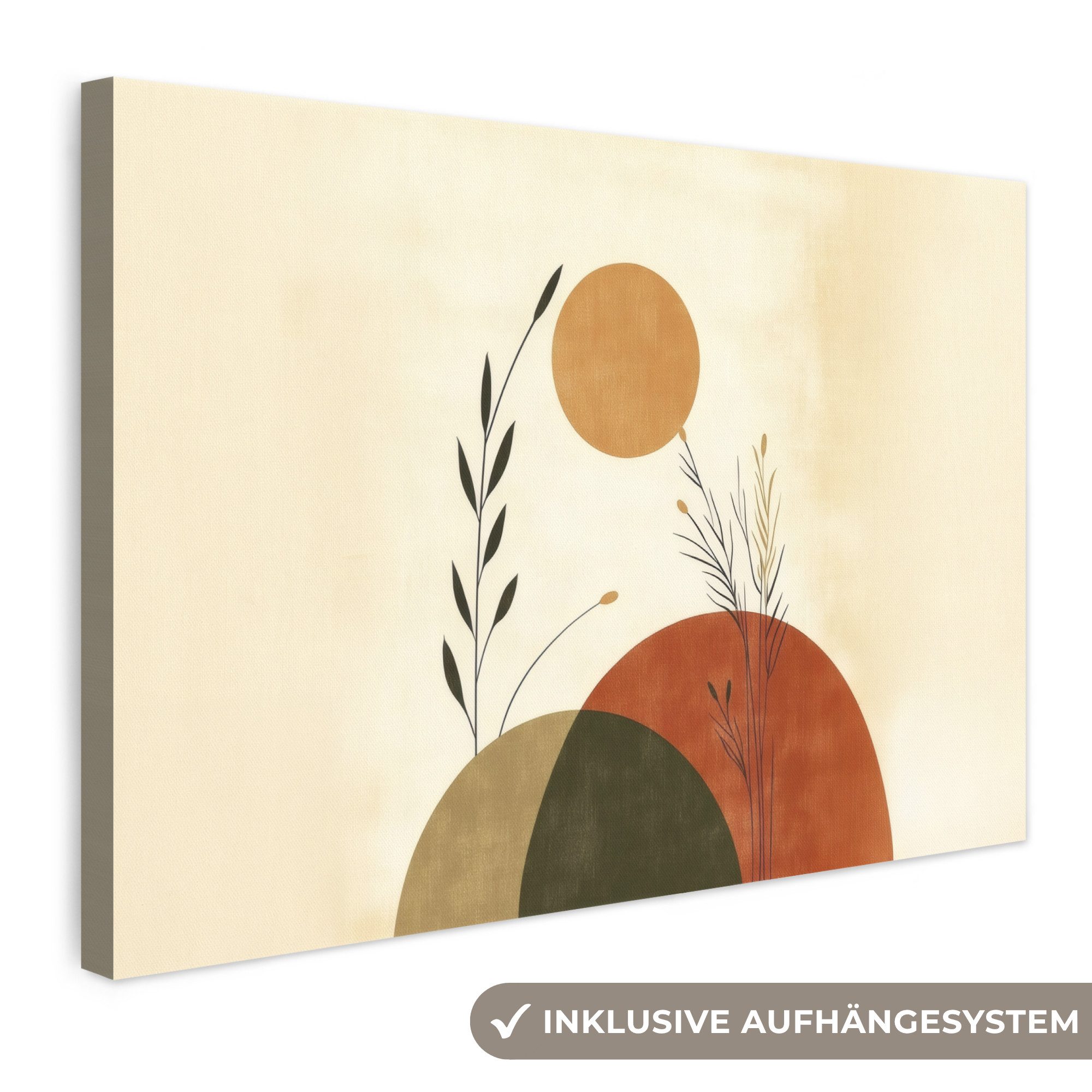 OneMillionCanvasses® Leinwandbild Pflanzen - Abstrakt - Formen, Fotodruck (1 St), Leinwand Bilder Klein, Wand Dekoration Aesthetic 30x20 cm