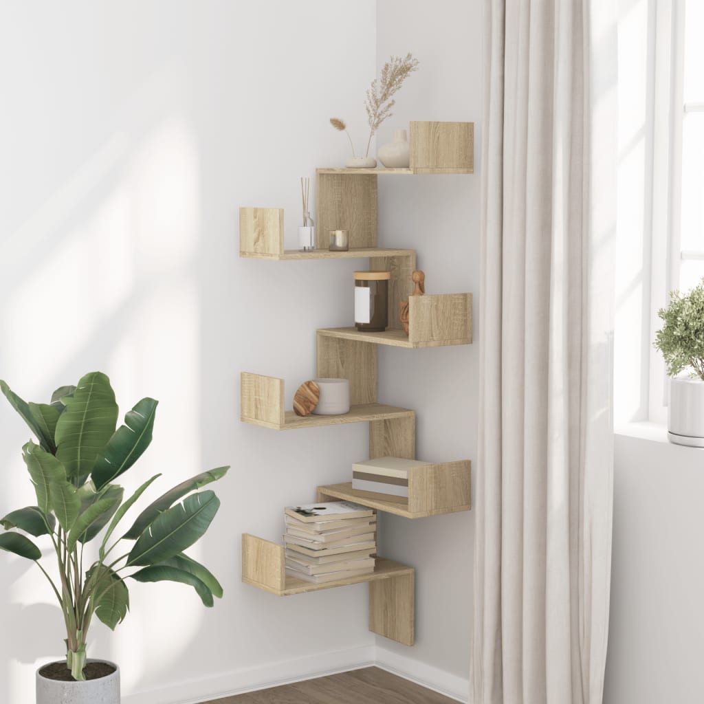 vidaXL Eckregal NA Wand-Eckregal Sonoma Eiche 45x45x147 cm Spanplatte