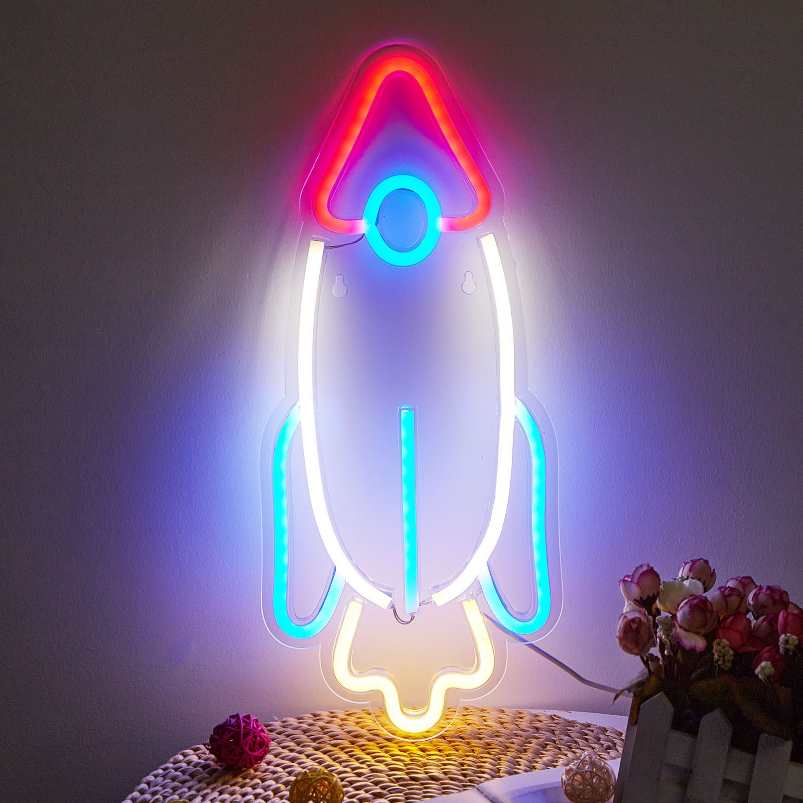 JIBENNEON LED Dekolicht Acryl LED-Neonschil Neon Sign USB Schalter Gaming Wandleuchte, Rakete, LED fest integriert, für Zimmer Gaming Room Spielzimmer Schlafzimmer