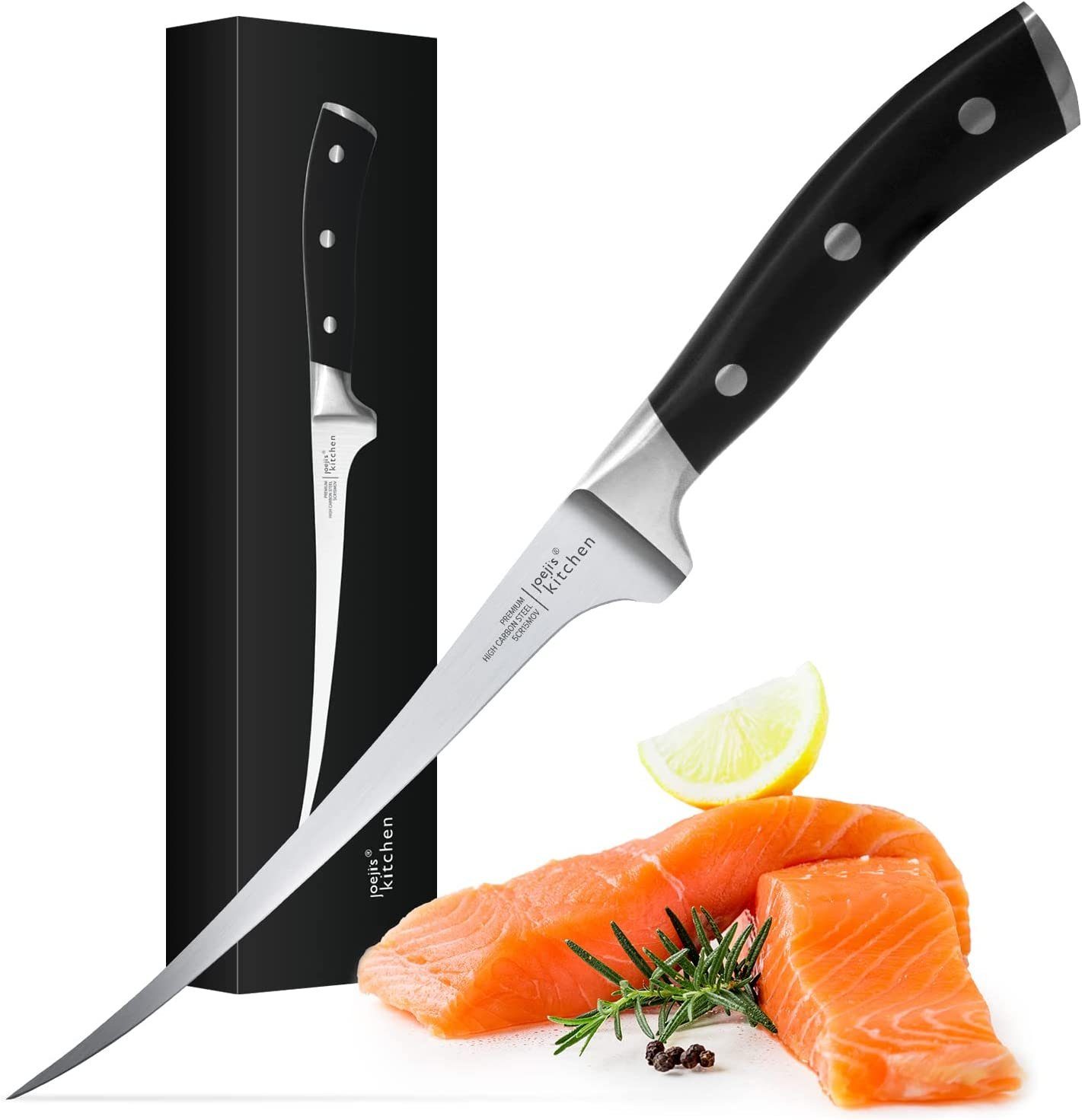 JOEJI’S KITCHEN Fischmesser Filetiermesser Fisch 32 cm scharf aus Edelstahl Fischfiletiermesser
