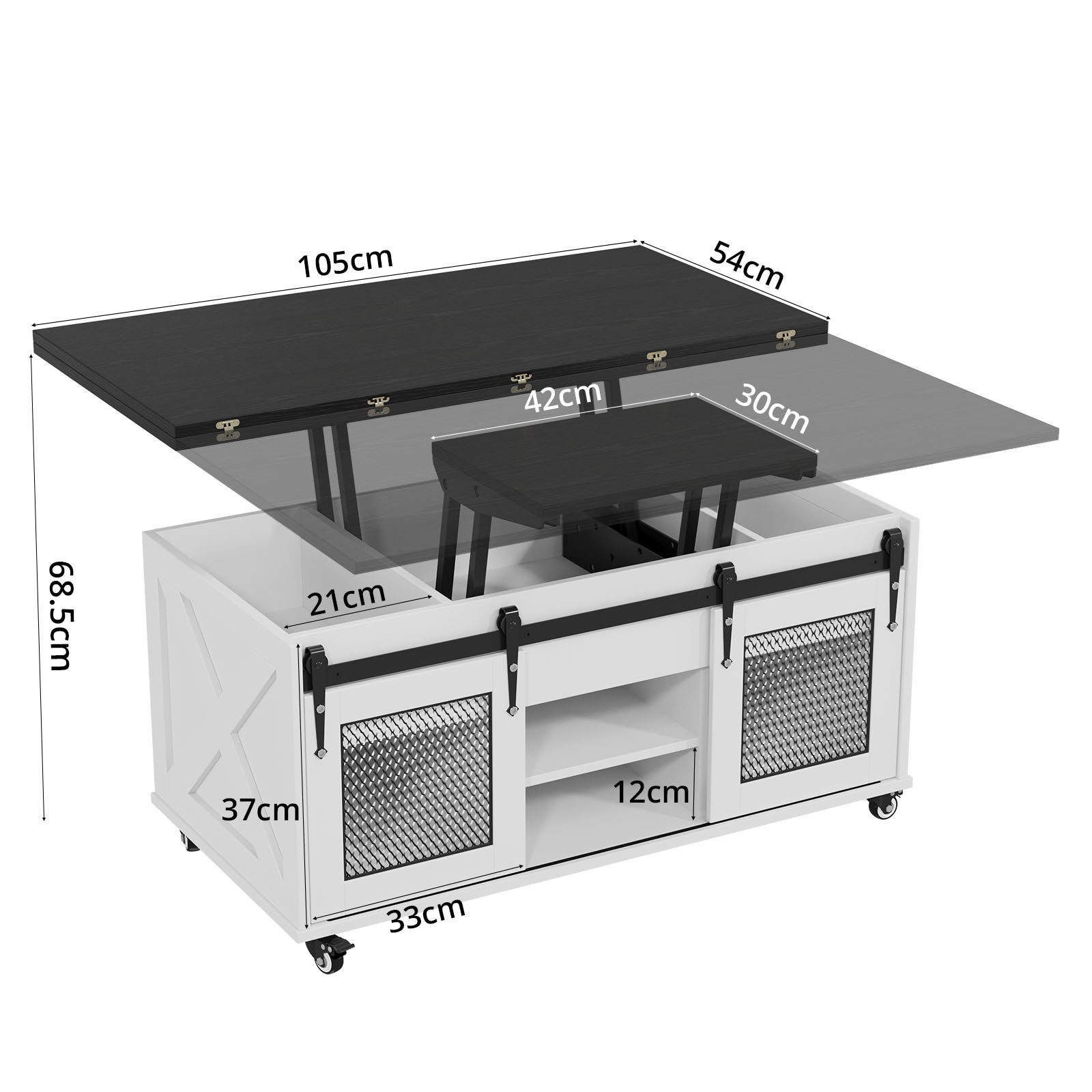 VOWNER Couchtisch 3-in-1 Multifunktions-Wohnzimmertisch, umwandelbar in Ess günstig online kaufen