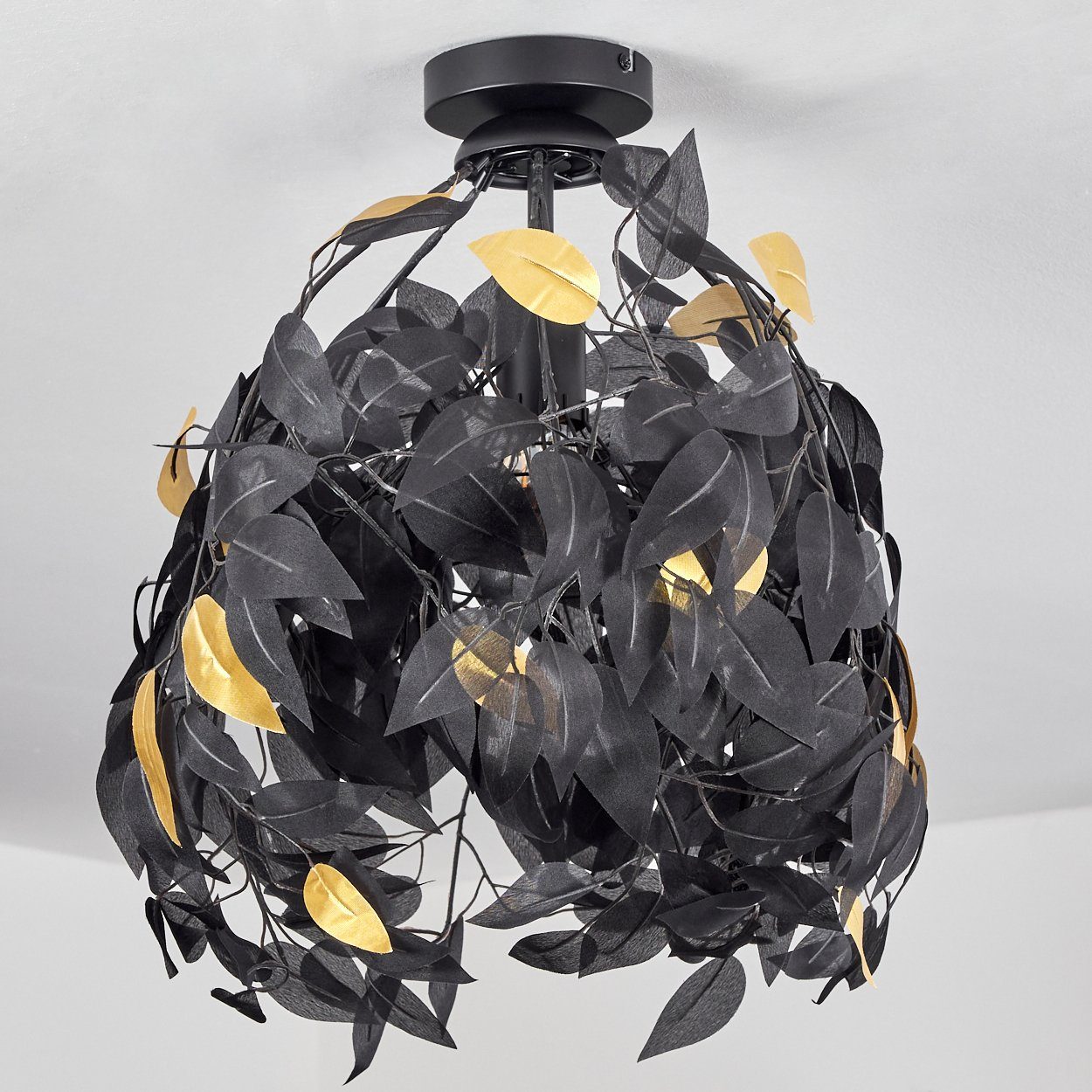 hofstein Deckenleuchte »Orticelli« moderne Deckenlampe Leuchtmittel in Schwarz/Goldfarben, ohne