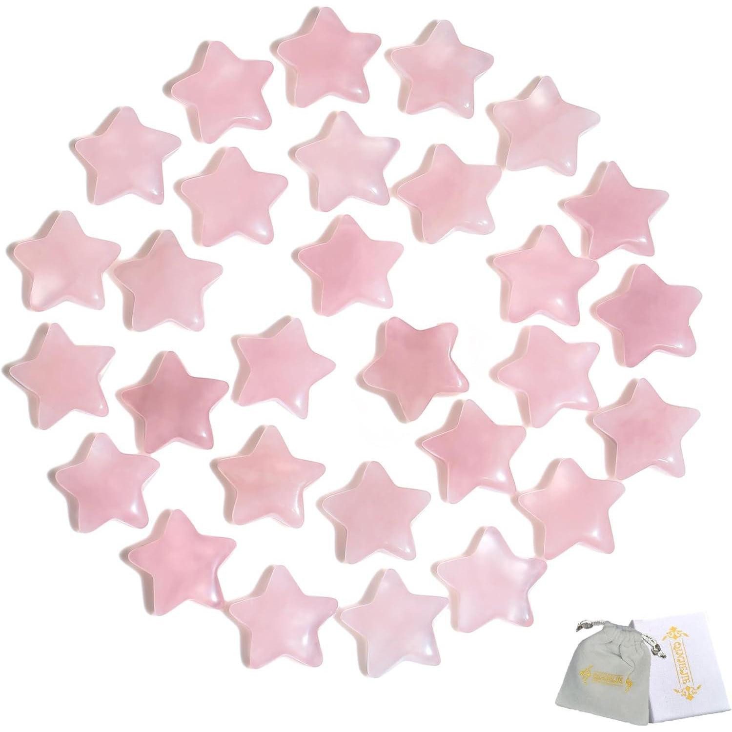 LuxusKollektion Edelstein 20er Set Sternkristalle Rosenquarz Glückssteine Meditation Deko