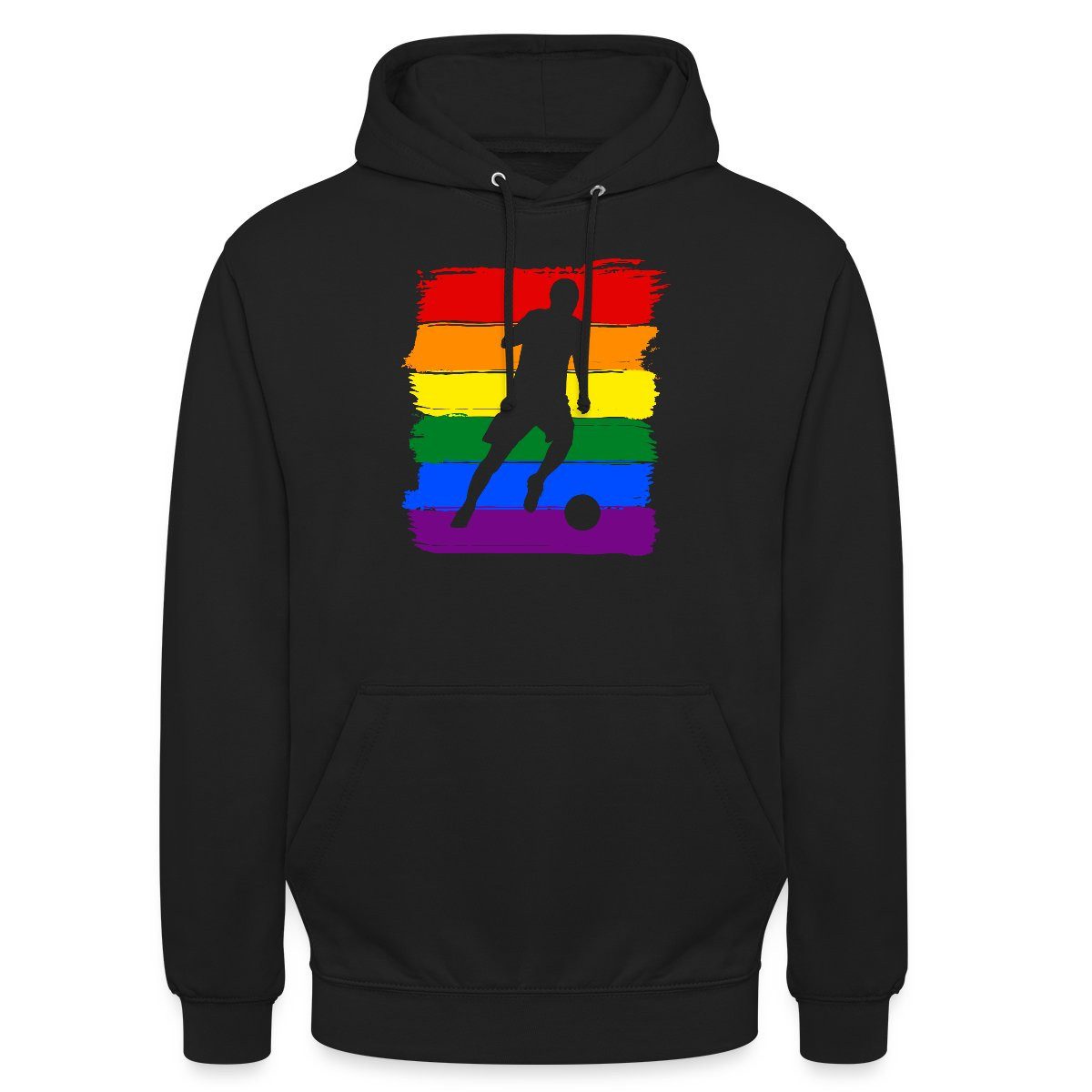 Spreadshirt Hoodie Fußball LGBTQ Pride Fairness Spieler Silhouette Unisex Hoodie (1-tlg) Unisex-Schnitt: Sitzt bei Männern körpernah, bei Frauen weit