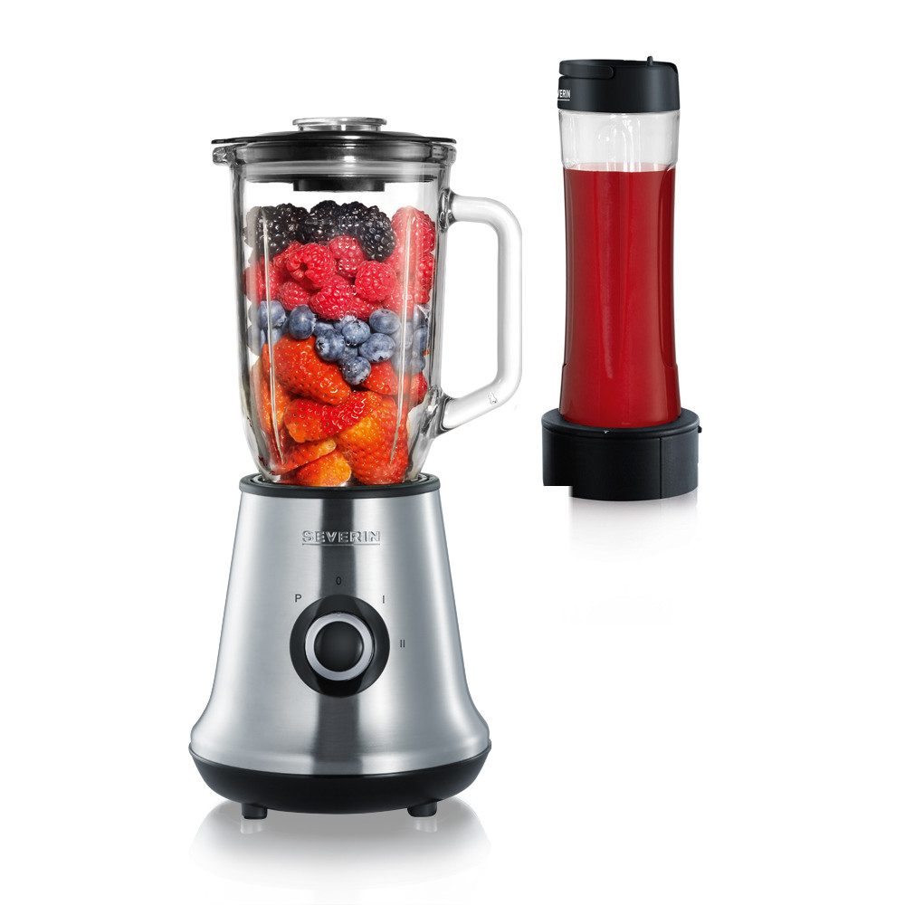 Severin Standmixer SM 3737, 500 W, 2-in-1 Multimixer & Smoothiemaker, 1L Glas-Mixbehälter & Trinkbecher