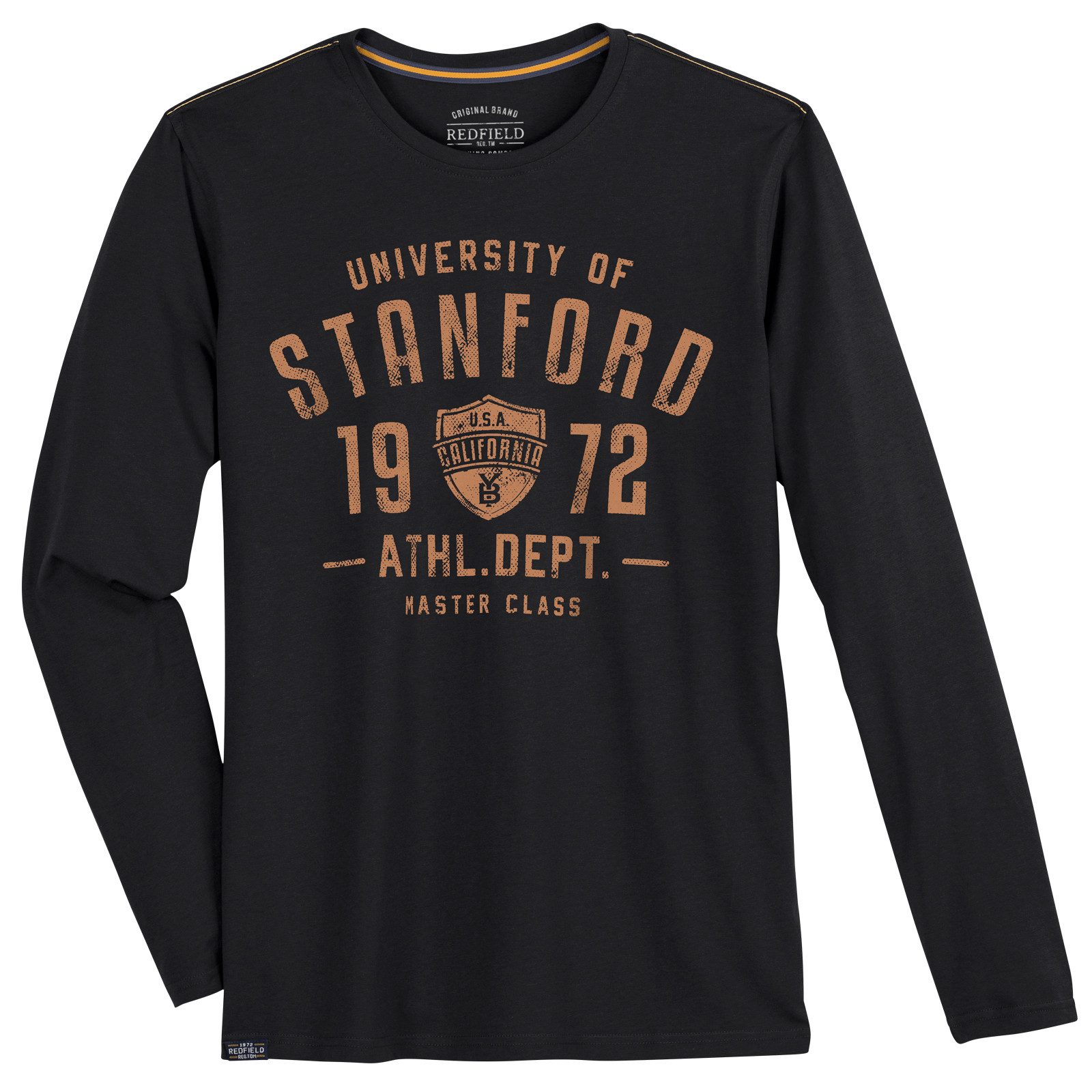 Rundhalsshirt Redfield Übergrößen Langarmshirt schwarz STANFORD