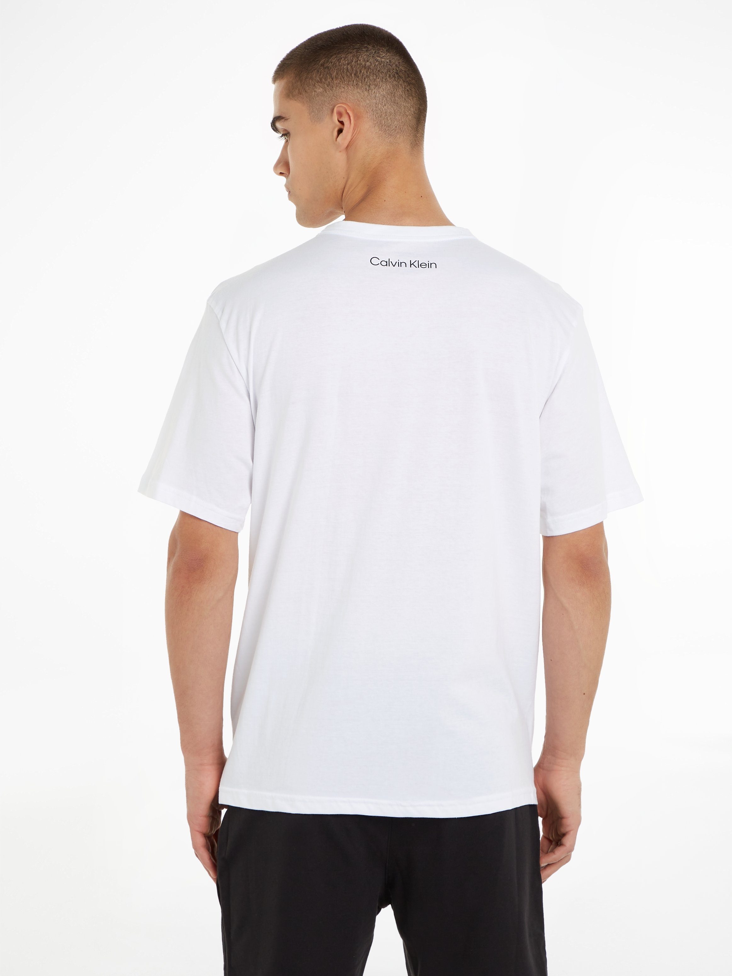 Logodruck Underwear T-Shirt CREW Klein der S/S Brust NECK WHITE mit auf Calvin