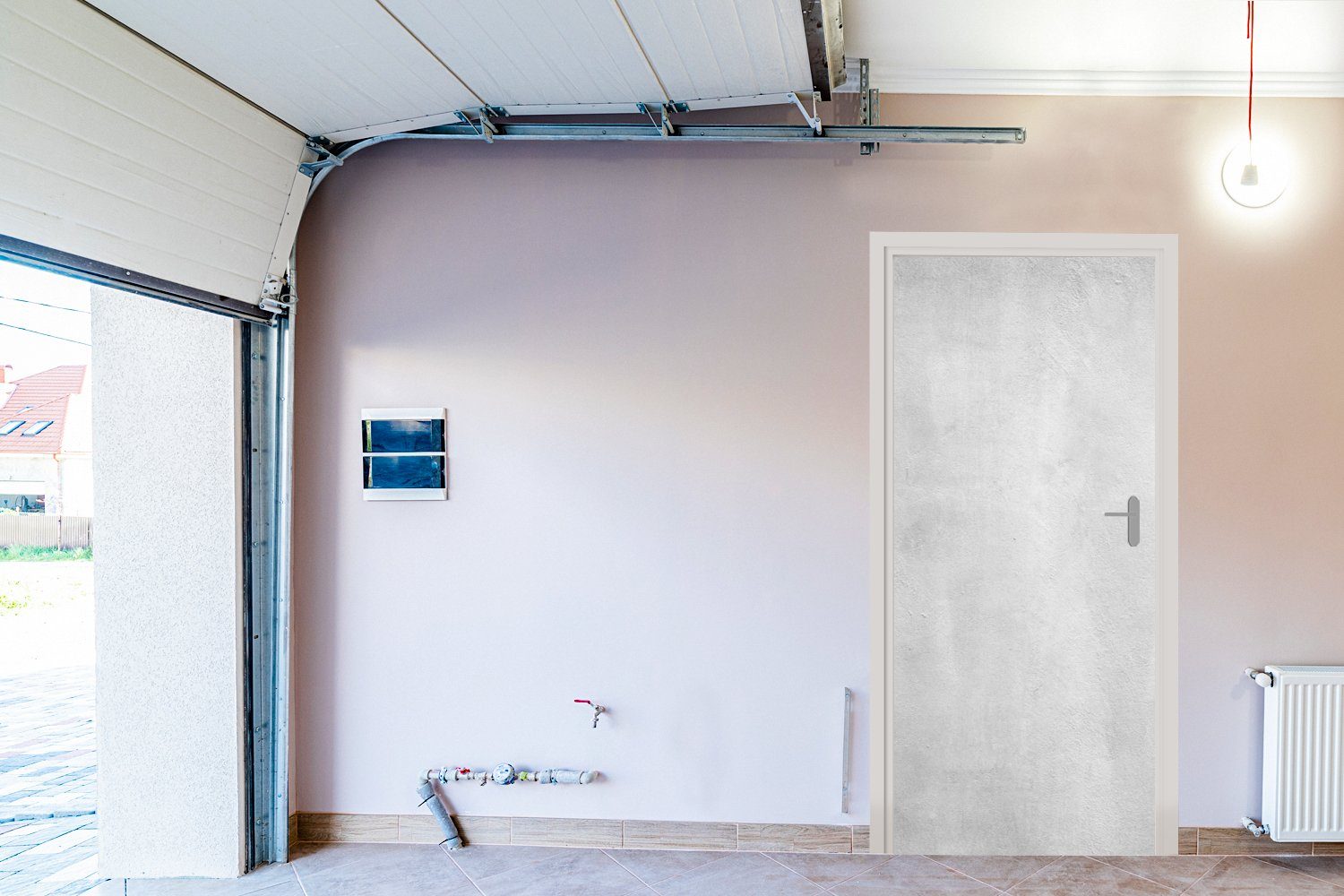 MuchoWow Türtapete Beton - Zement Tür, Matt, Strukturiert, Fototapete - bedruckt, (1 cm Türaufkleber, - Industriell St), - Grau für 75x205