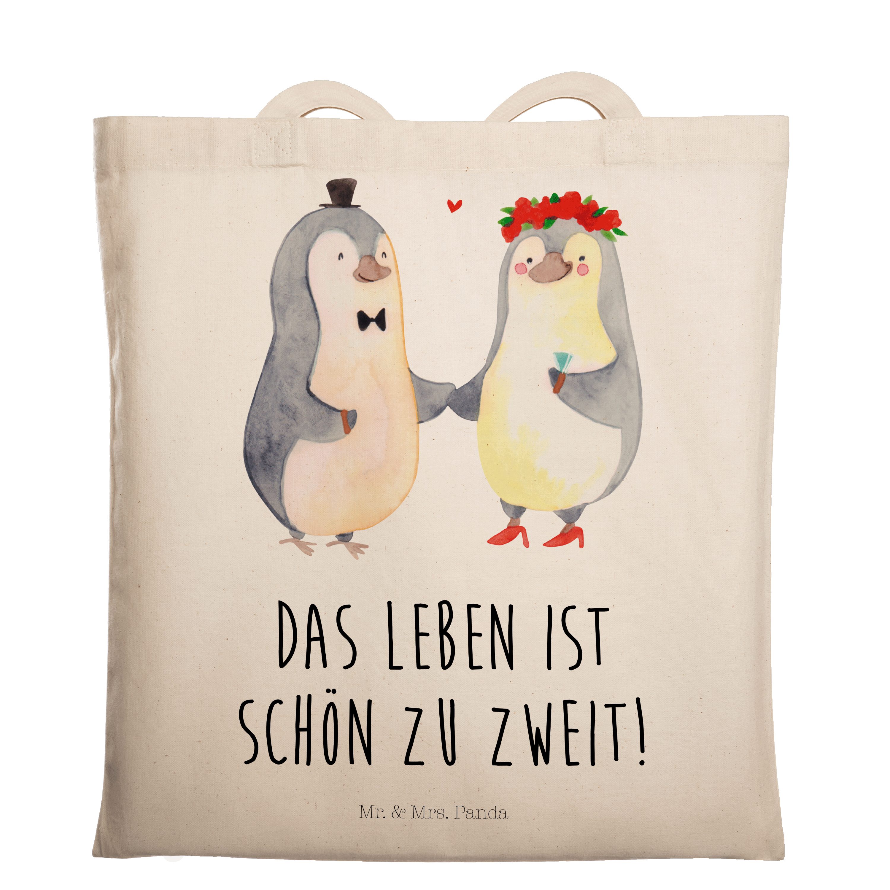 Mr. & Mrs. Panda Tragetasche Pinguin Heirat - Transparent - Geschenk, Einkaufstasche, just married (1-tlg)