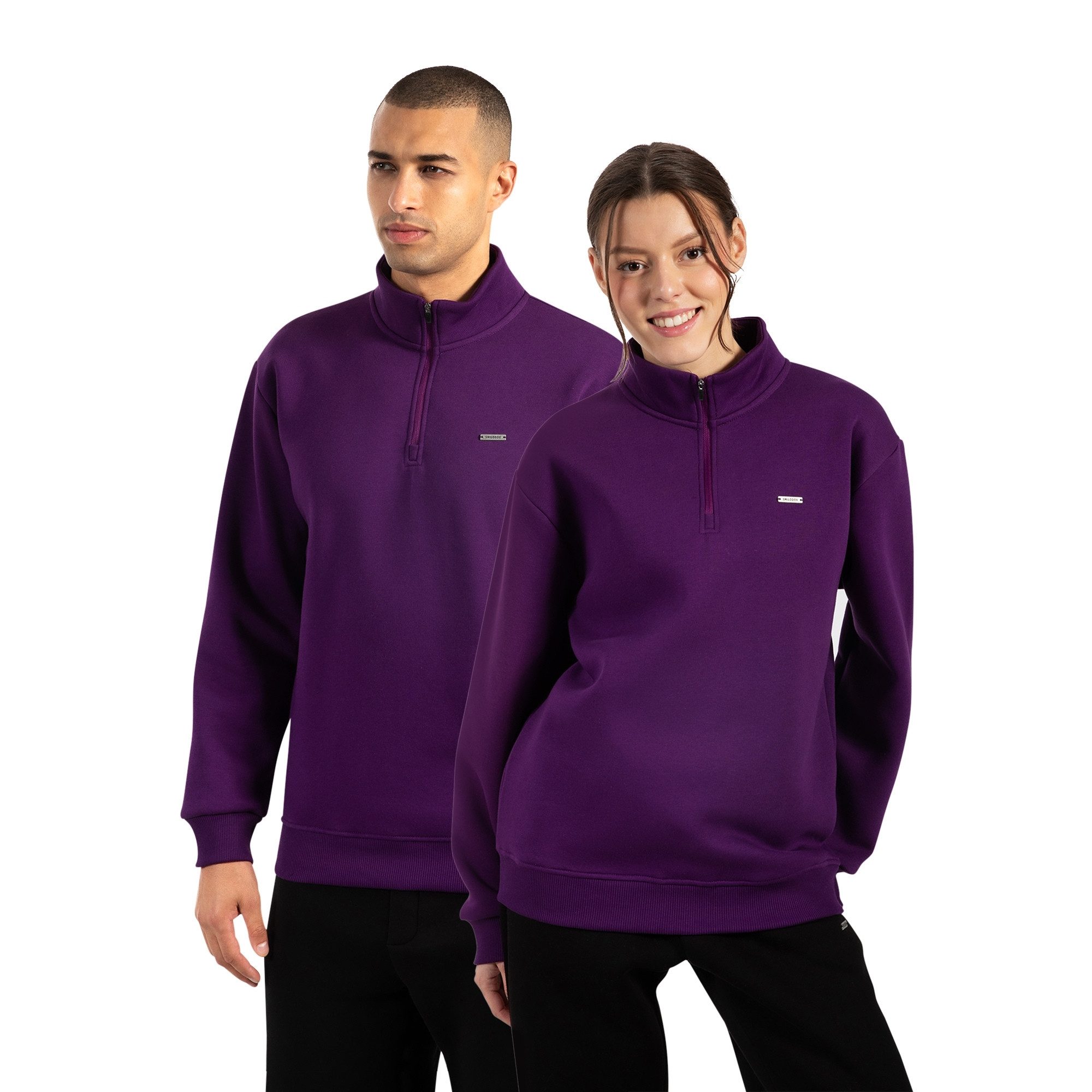 Smilodox Sweatshirt Unisex Jago, Half Zip Sweater, Regular Fit, Metalllabel günstig online kaufen
