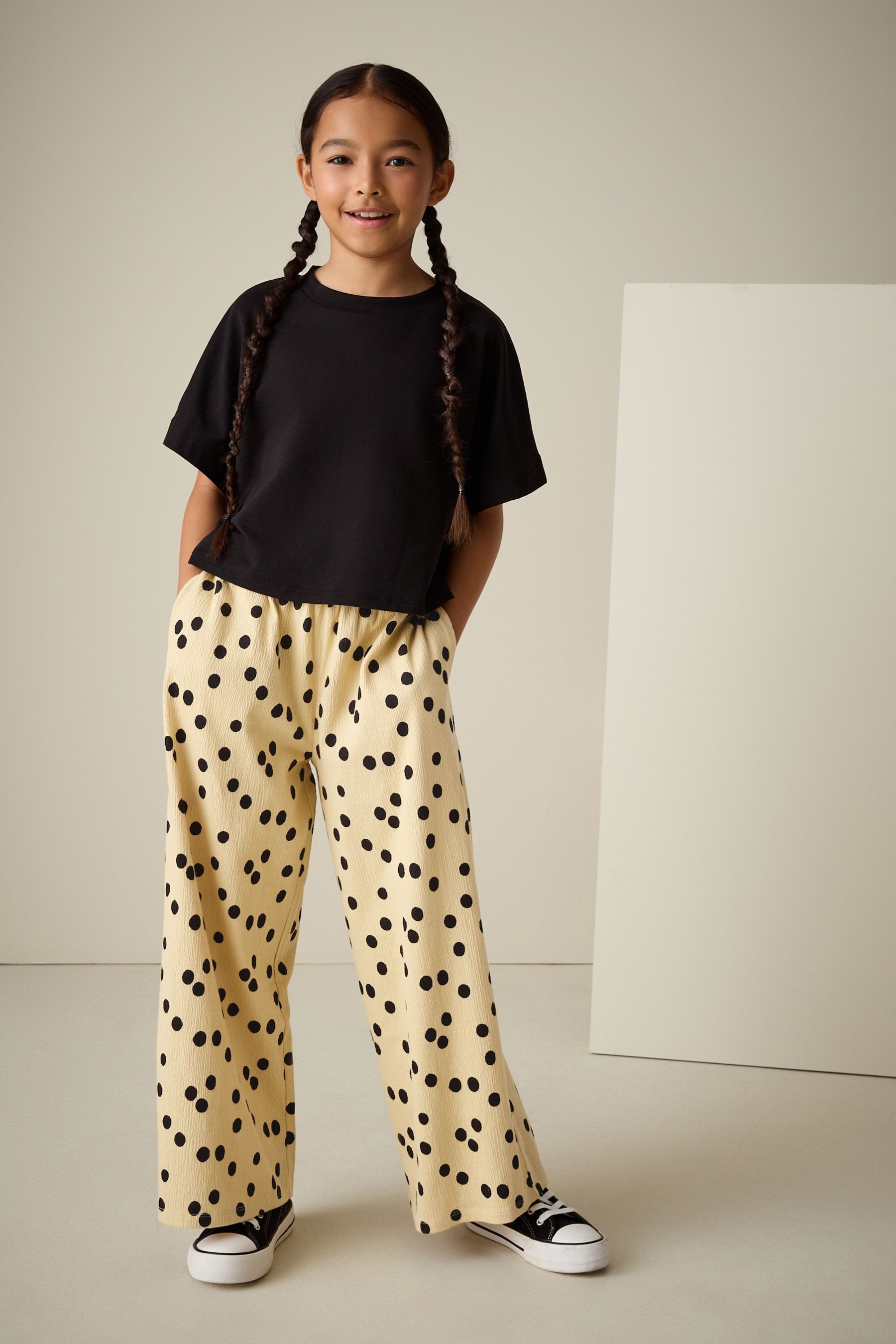 Next Palazzohose Strukturierte Hose mit weitem Bein (1-tlg)