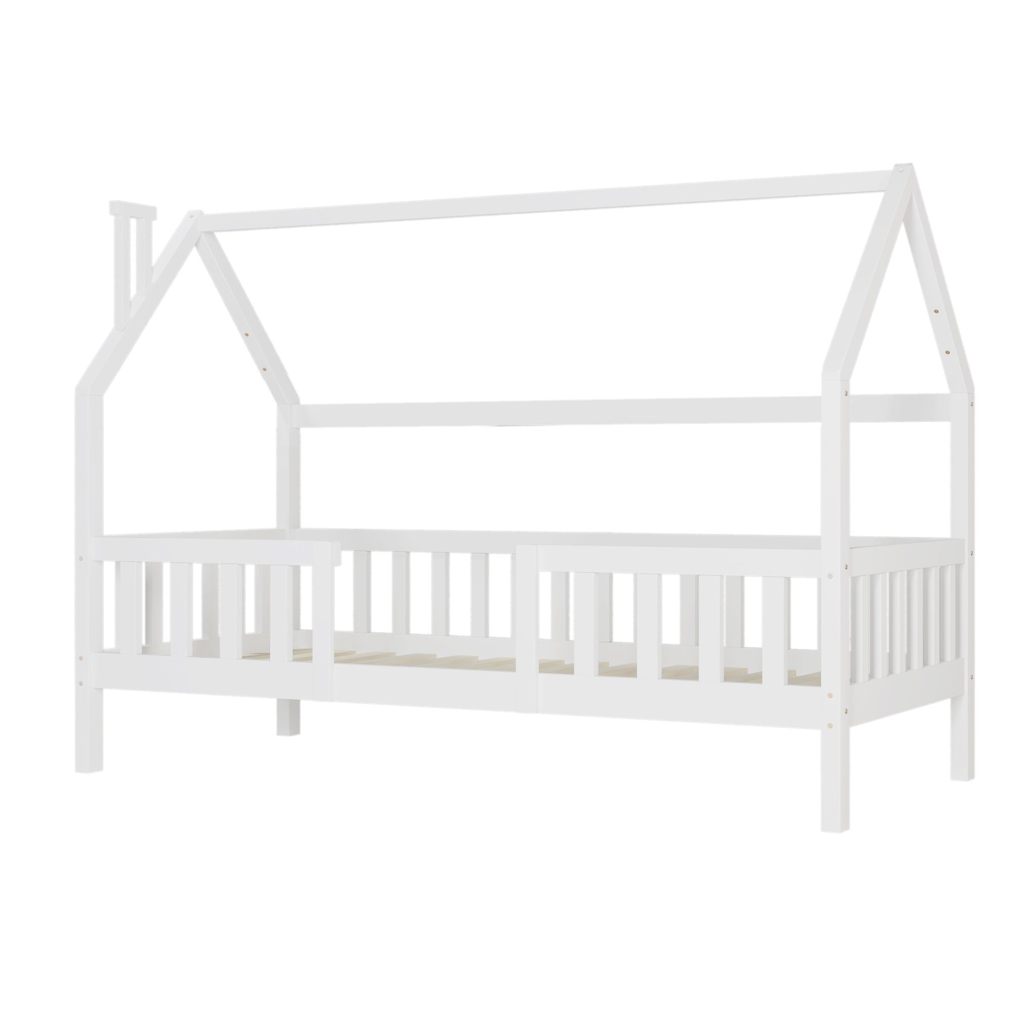 Ulife Kinderbett Kiefer Einzelbett (1-tlg) Hausbett mit Lattenrost Holzbett