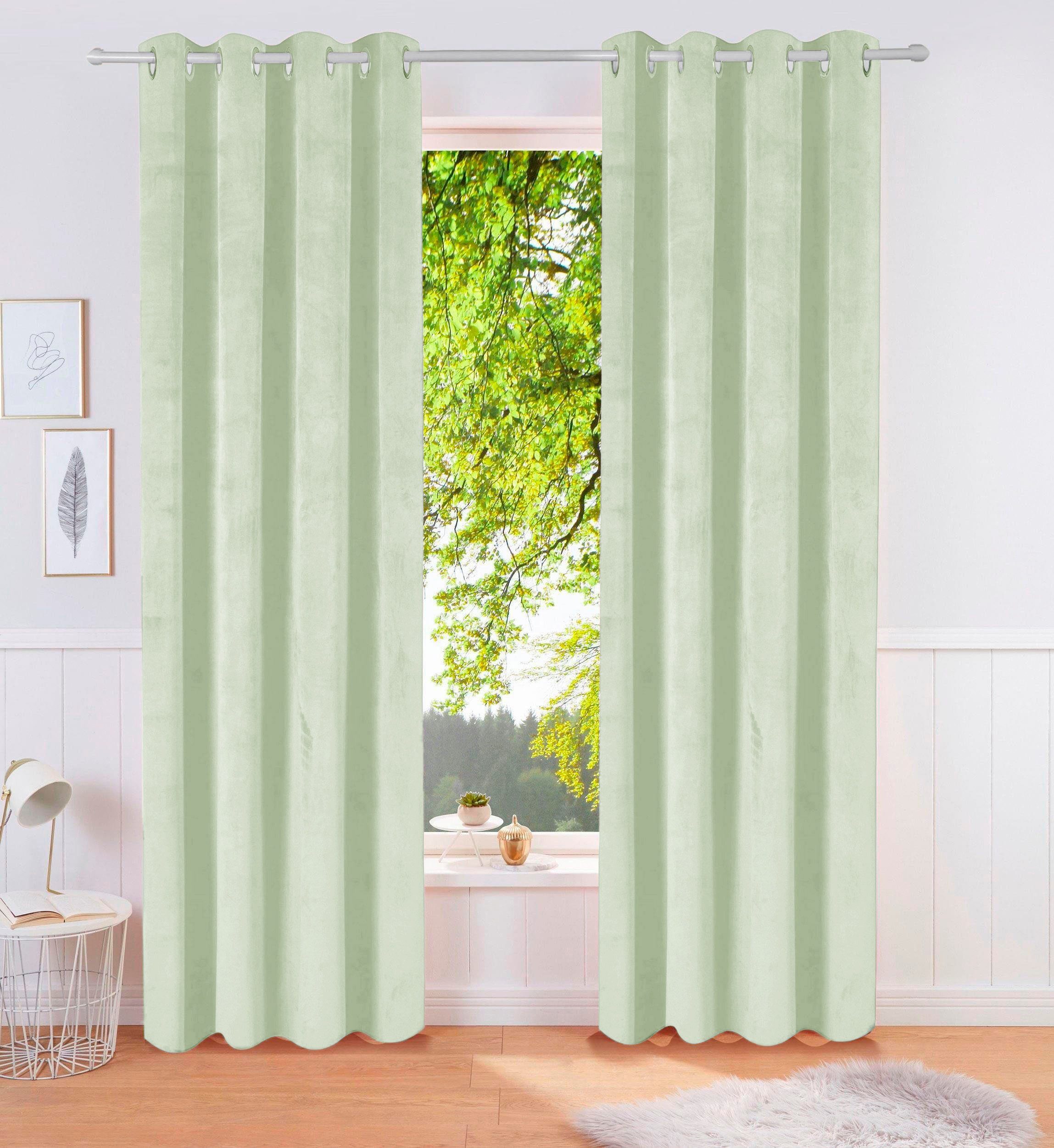 OTTO home Vorhang Velvet Uni (2 St), Ösen, blickdicht, Polyester, Blickdichter Samt, 2-er Set, edel, Gardine, multifunktional