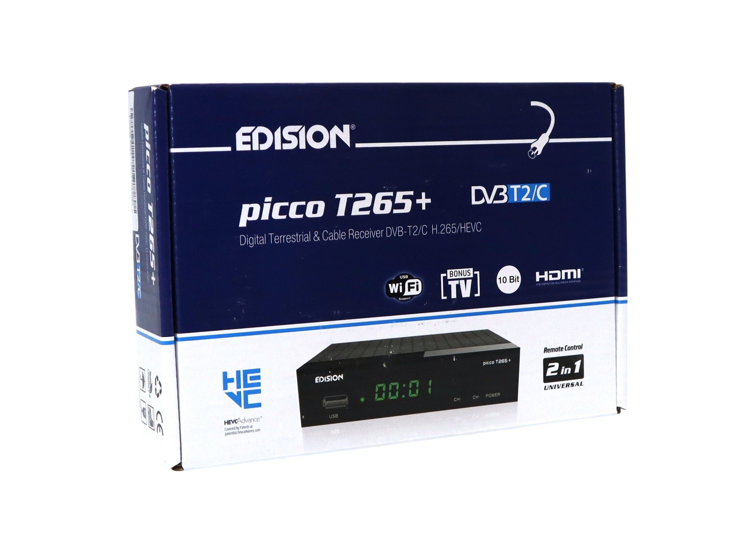 Edision Edision Picco T265+ DVB-T2/C Receiver Full HD H265 HEVC HDMI USB WLAN DVB-T2 Receiver
