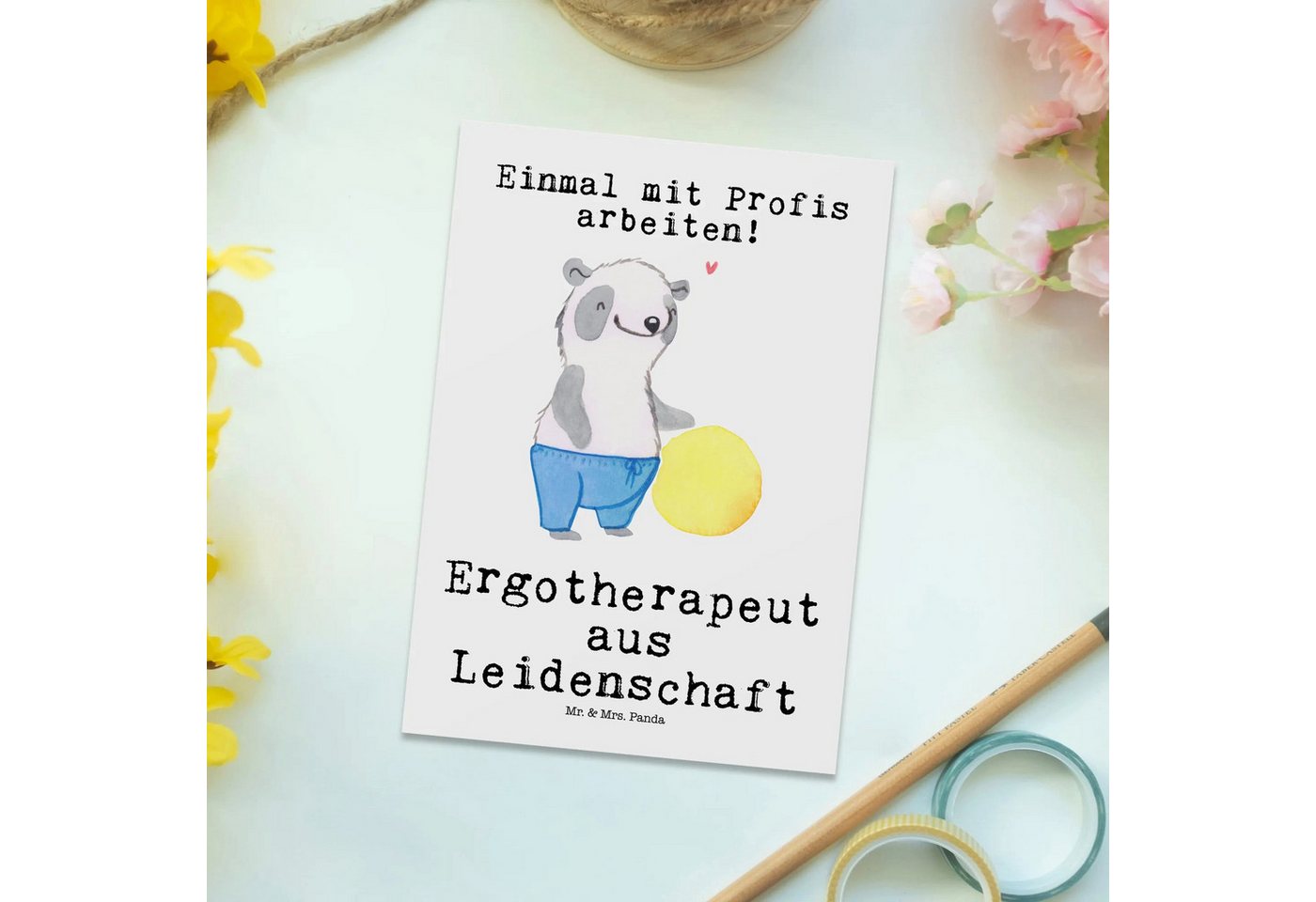 Thumbnail - Mr. & Mrs. Panda Postkarte Ergotherapeut Leidenschaft - Weiß - Geschenk, Beruf, Gymnastik, Danke, Charmantes Design