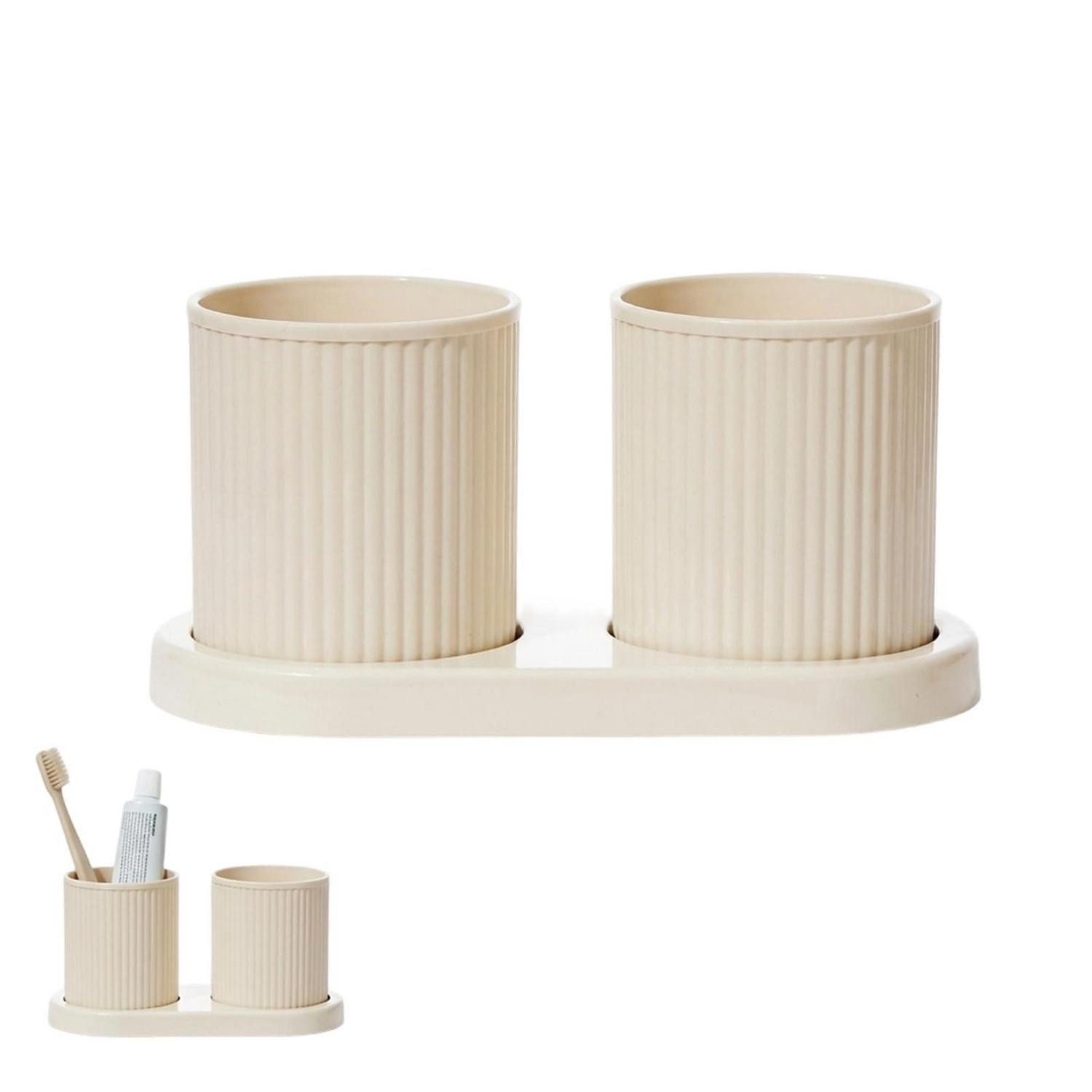 LuxusKollektion Zahnbürstenhalter Zahnputzbecher Gelb Doppelfach Organizer, (1-St)