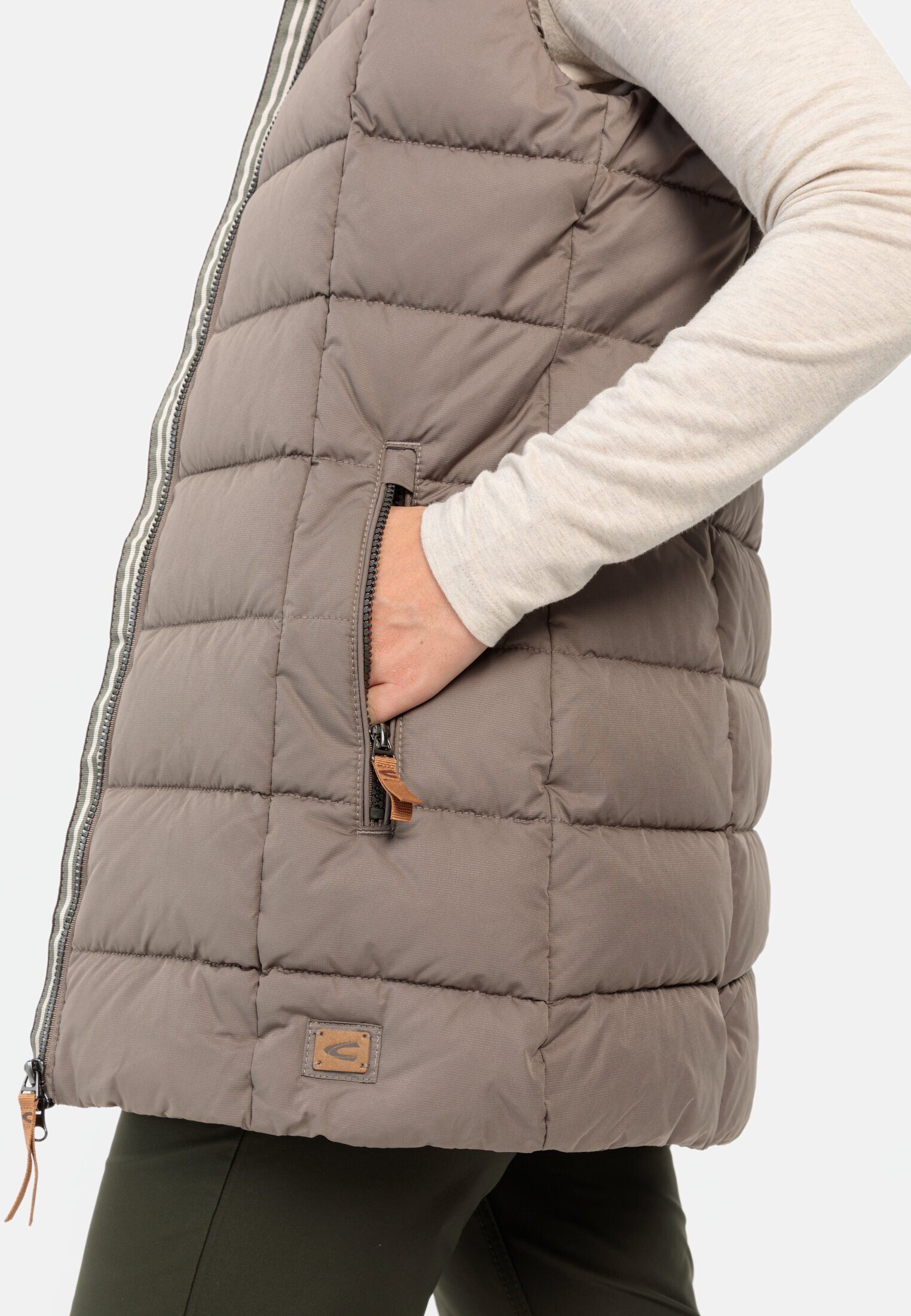 camel active Longweste mit Kapuze ärmellos Kapuze Badge