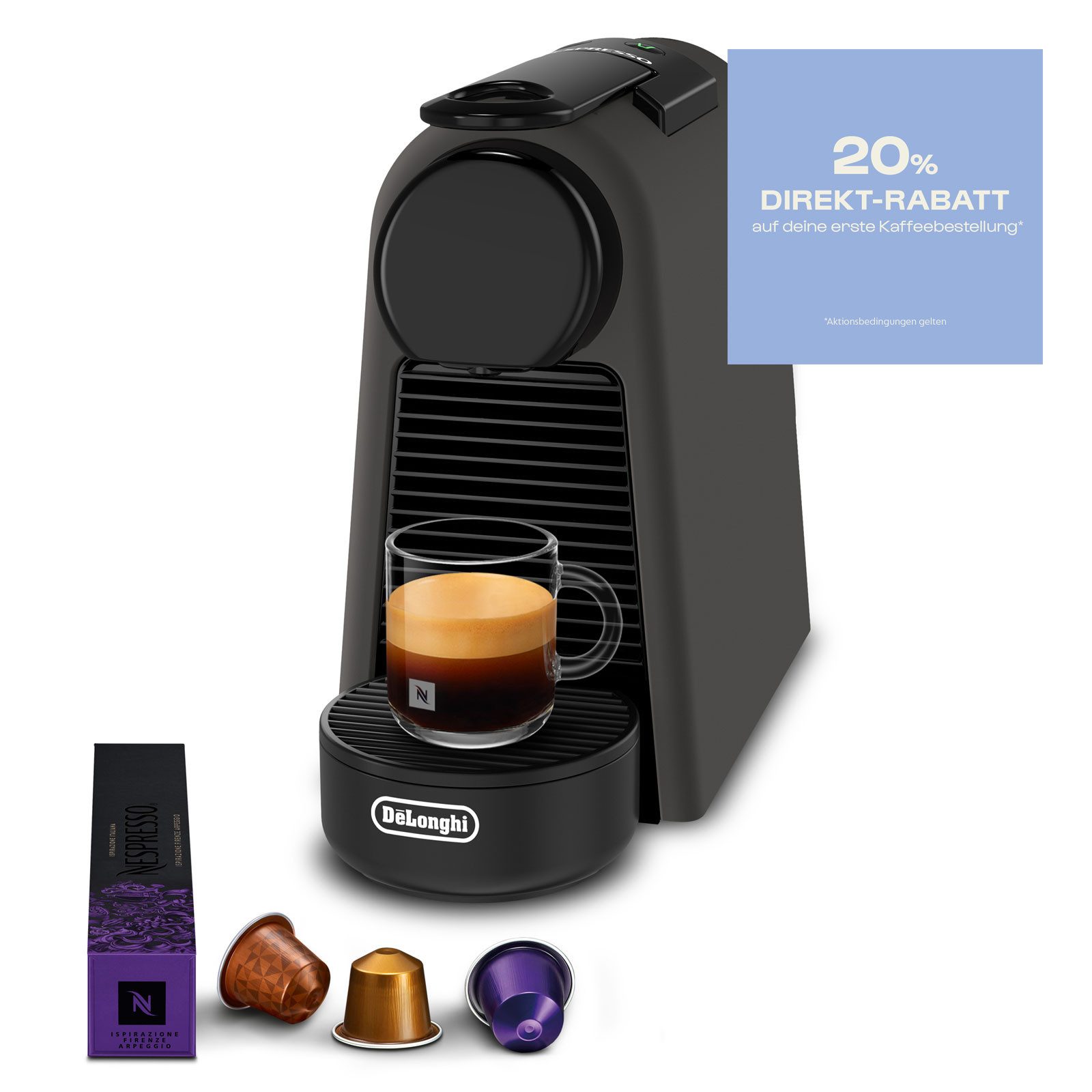 De'Longhi Kapselmaschine EN85.BKMT, Automatische Kapselmaschine, Kompakt, 19 Bar, Inklusive Willkommensset