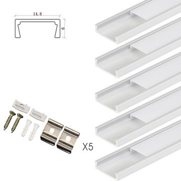 oyajia LED-Stripe-Profil 5x LED Aluprofil Aluminium Profile Alu Schiene Leiste Leuchte, 1m Alu Schiene für Streifen Beleuchtung Kanal Aluprofil Profile