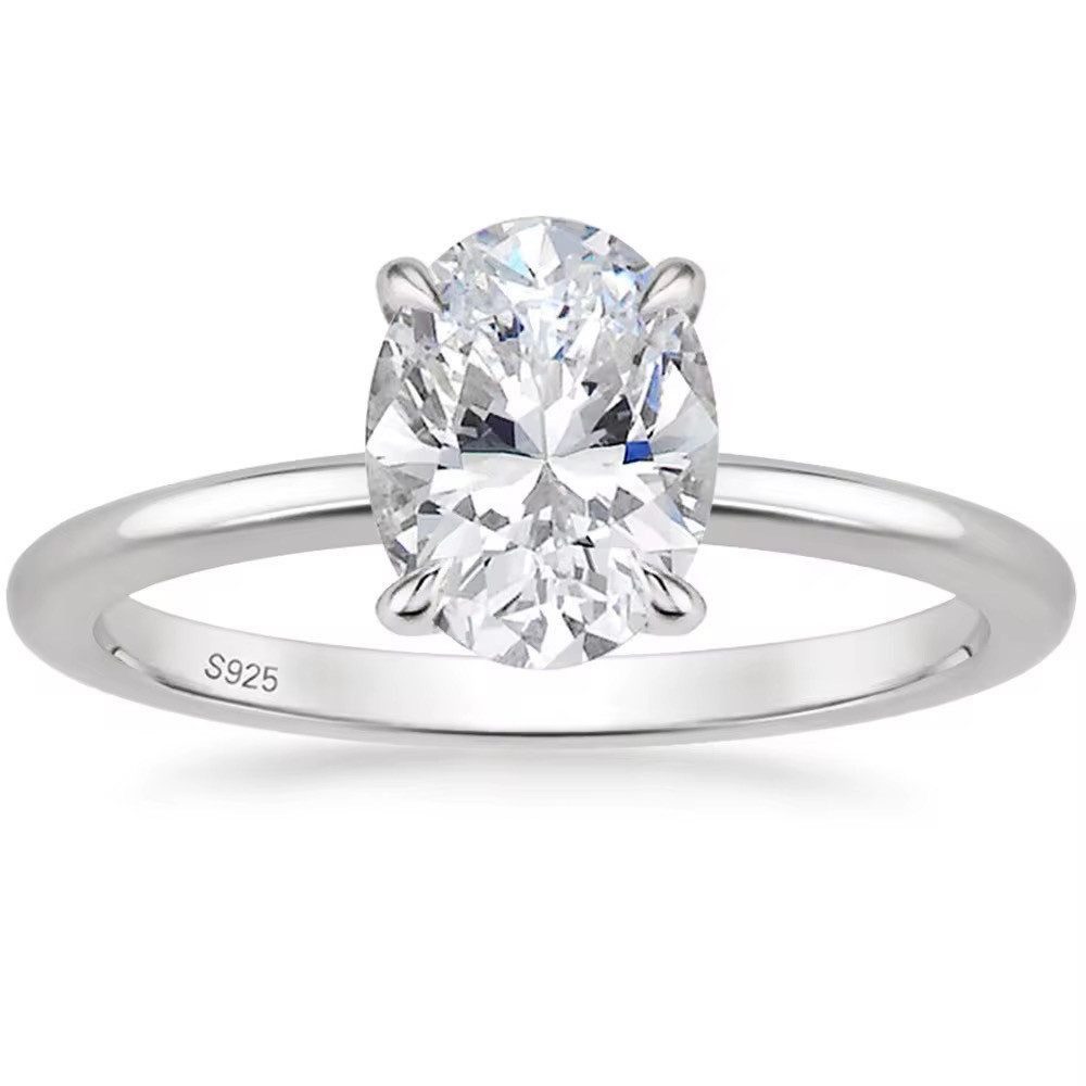 ROUGEMONT Solitärring Extravaganter Damen Solitär Ring Verlobungsring Oval 925 Silber, Echtschmuck