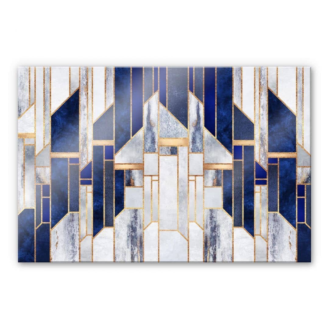 K&L Wall Art Spritzschutz Glas Küchenrückwand abstrakt Blau Gold Winter Himmel