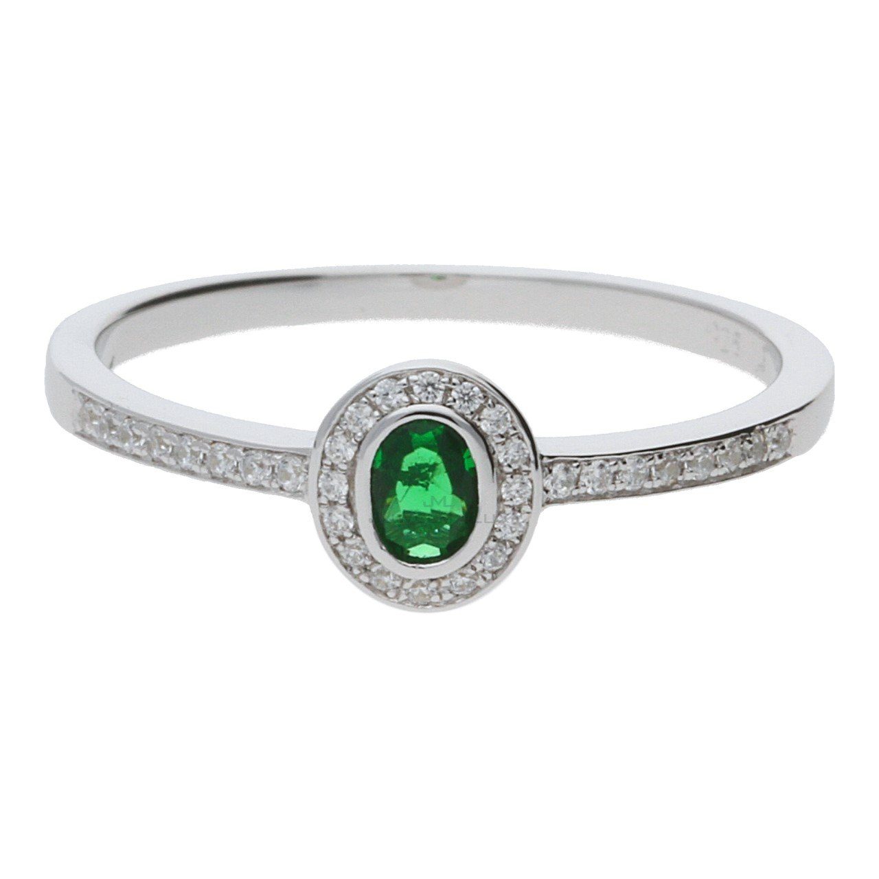 Fingerring JuwelmaLux Ring 925 Silber mit synth. Smaragd JL10-07-0025