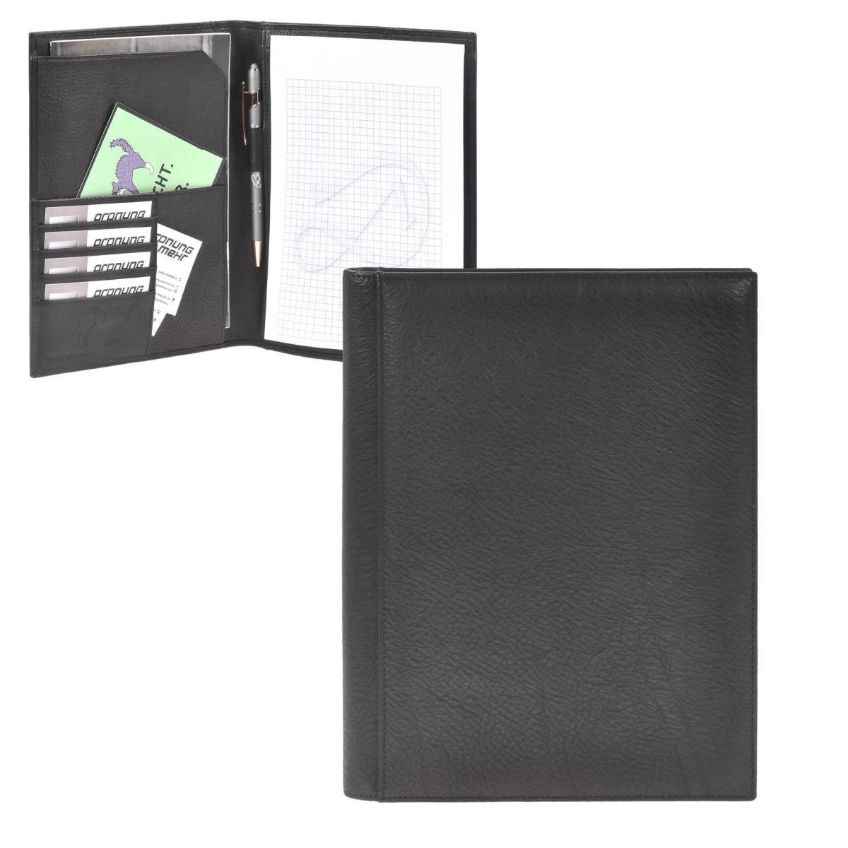 Sonnenleder Schreibmappe Tucholsky, Mappe, A5 Format, Leder, 18,5x23 cm schwarz