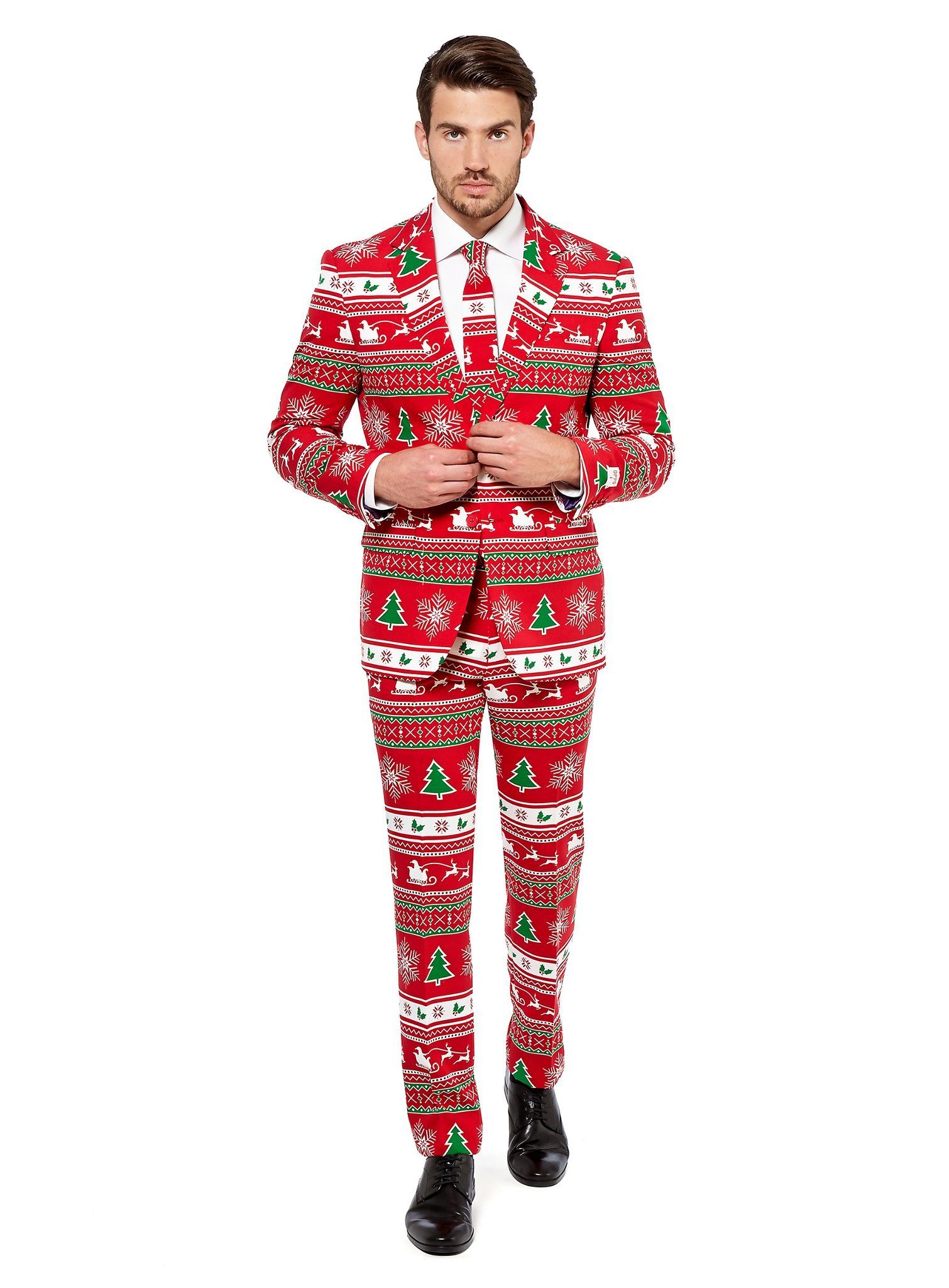 Opposuits Partyanzug Winter Wonderland Weihnachtsanzug - Santa Kostüm, Ausgefallene Anzüge für coole Männer