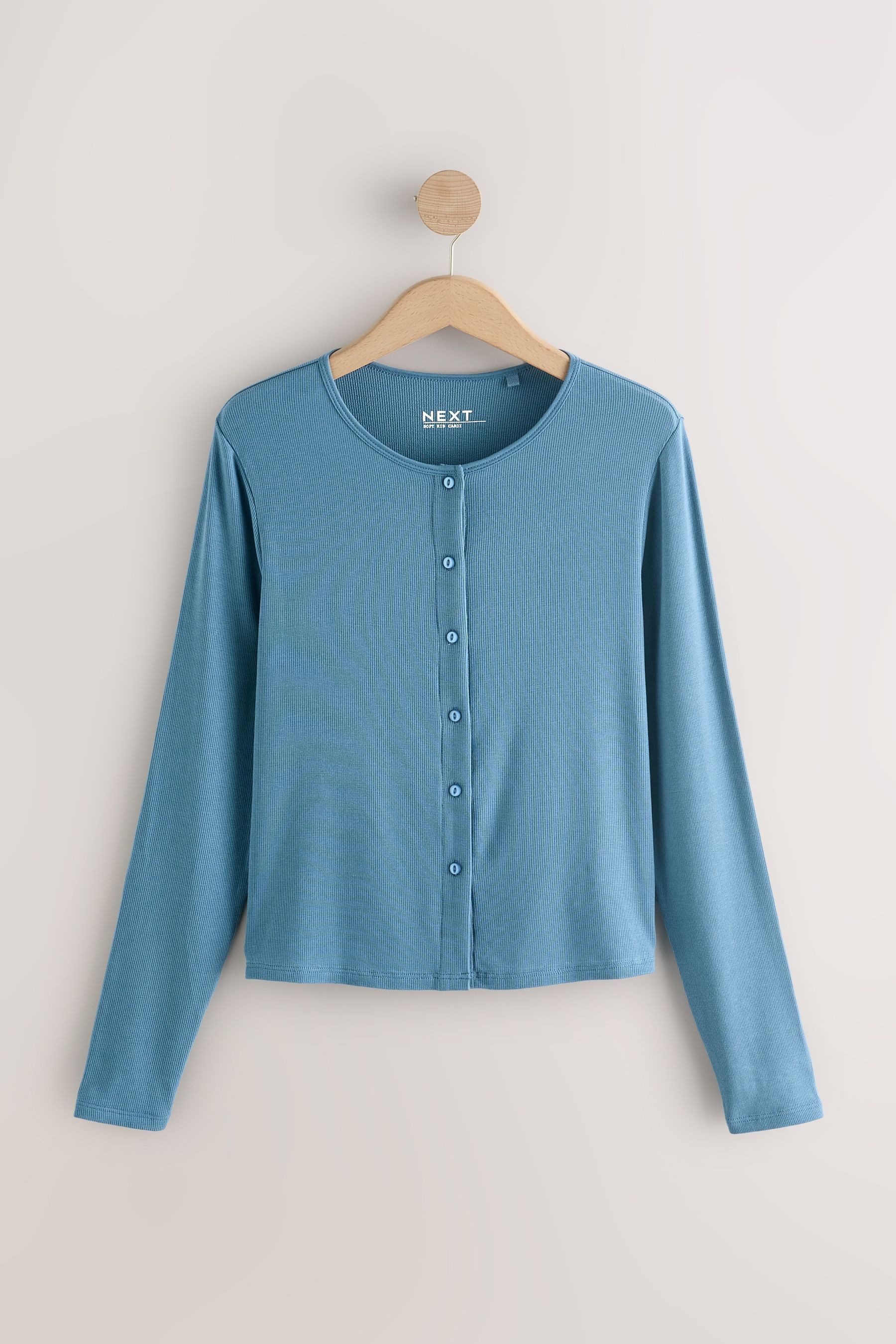 Next Strickjacke Gerippte geknöpfte Strickjacke mit langen Ärmeln (1-tlg) günstig online kaufen