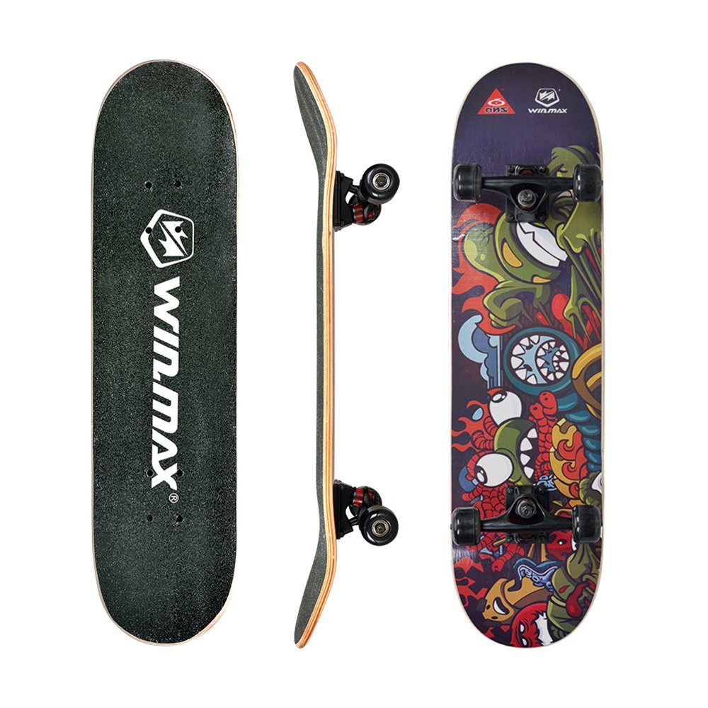 WIN.MAX Skateboard Komplettboard 70 x 20 cm für Kinder ABEC-9 RED 