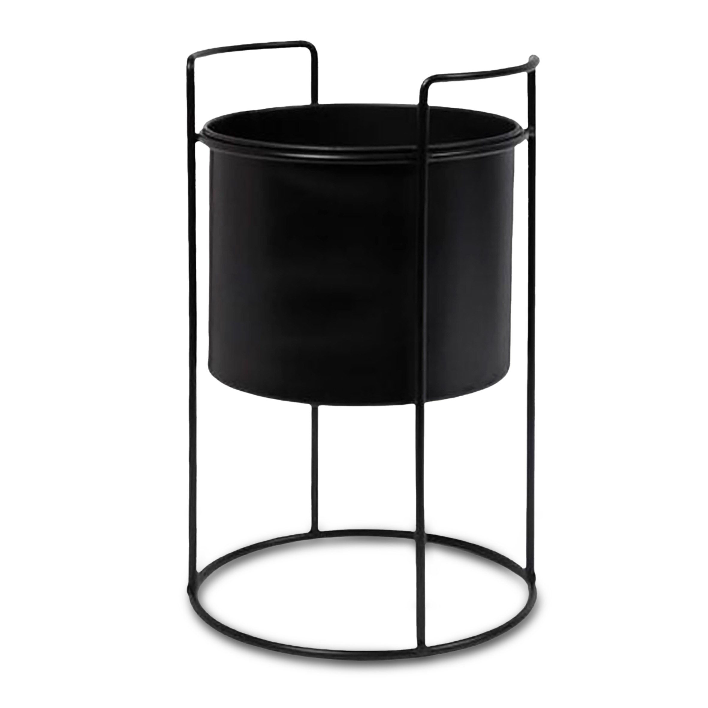 Spetebo Blumentopf Metall Blumentopf schwarz mit Gestell - 26 x 16 cm (Pack günstig online kaufen