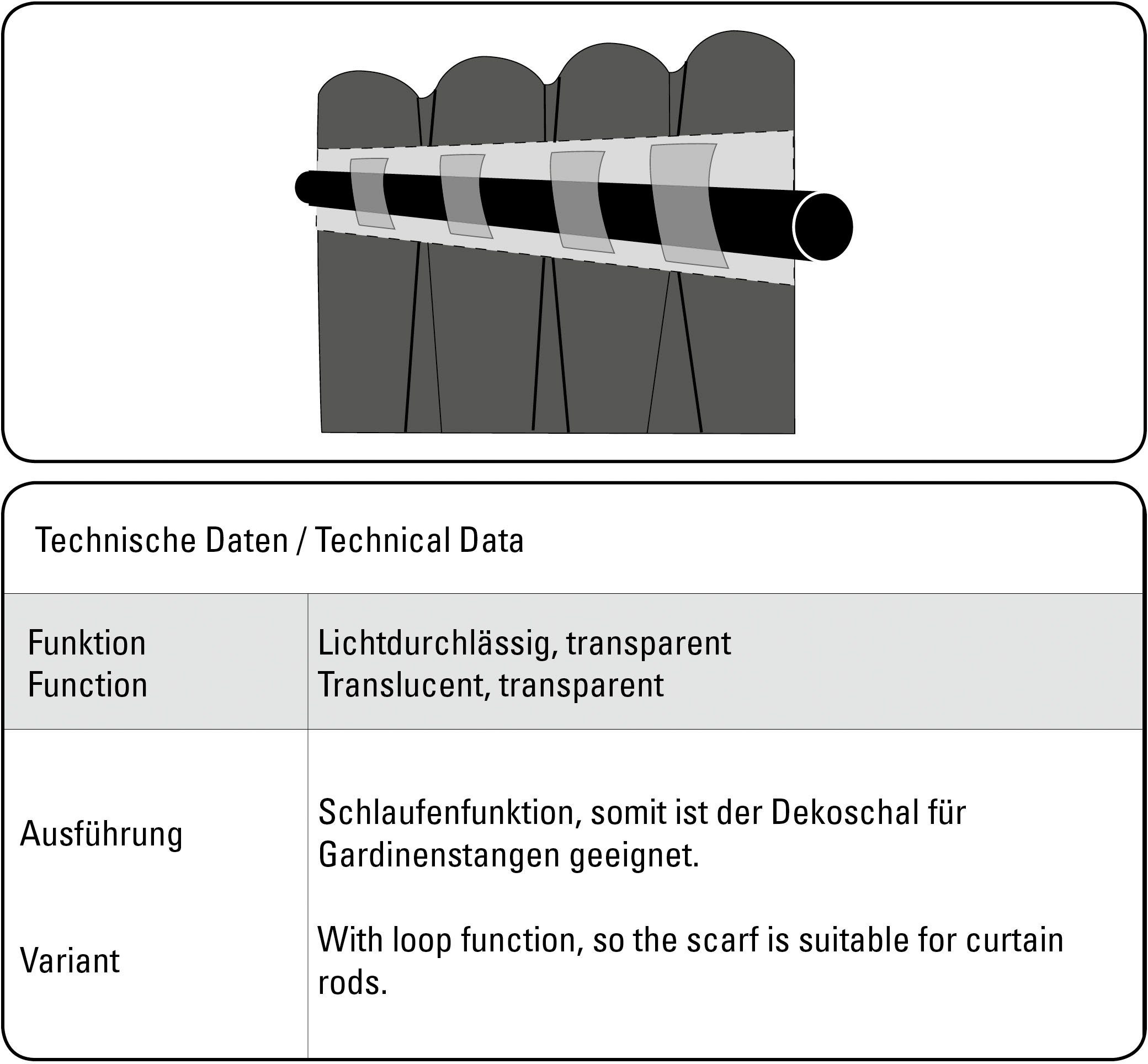 Muster Schal verdeckte (1 mit Streifen Schlaufen St), verdeckter GARDINIA, Vorhang transparent, Schlaufe, mit