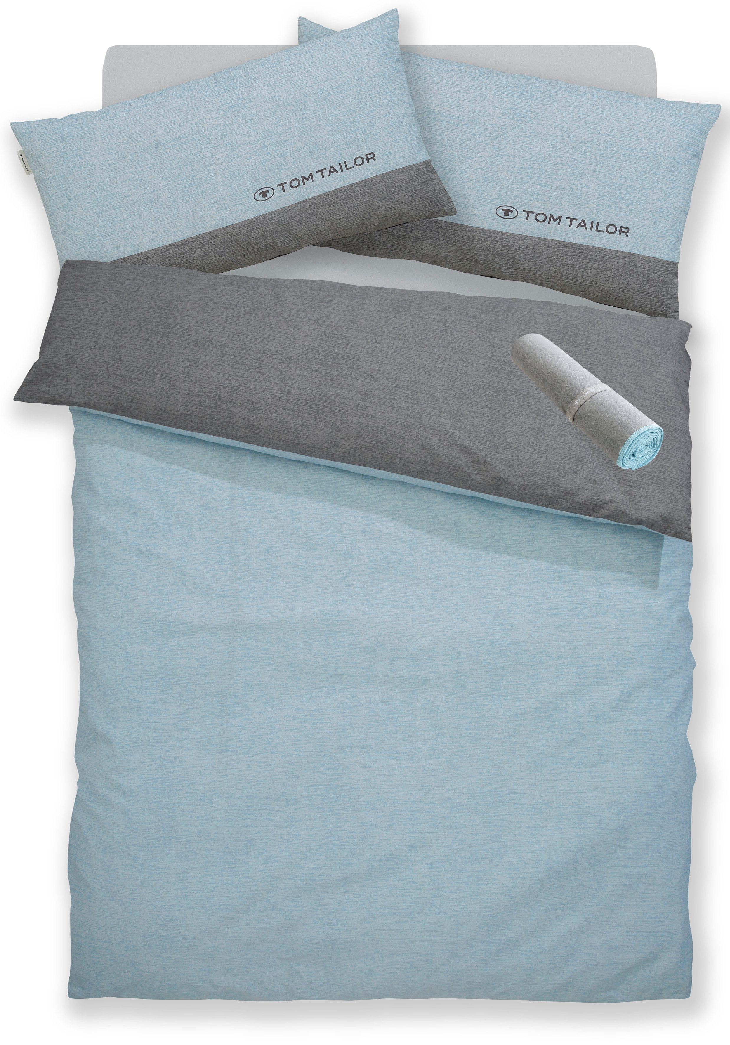 TOM TAILOR HOME Bettwäsche Henry, Renforcé, 3 teilig, Bettwäsche aus Baumwolle, mit GRATIS-Zugabe: Sporthandtuch