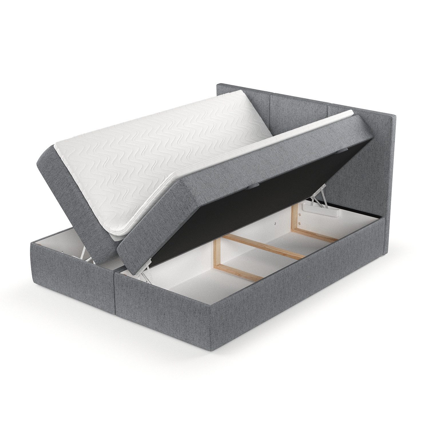 Maison de Rêve Boxbett Jonah (Matratze, Stauraum, Kopfteil, Topper), Boxspringbett mit Bonellmatratze, Kontinentalbett aus Webstoff