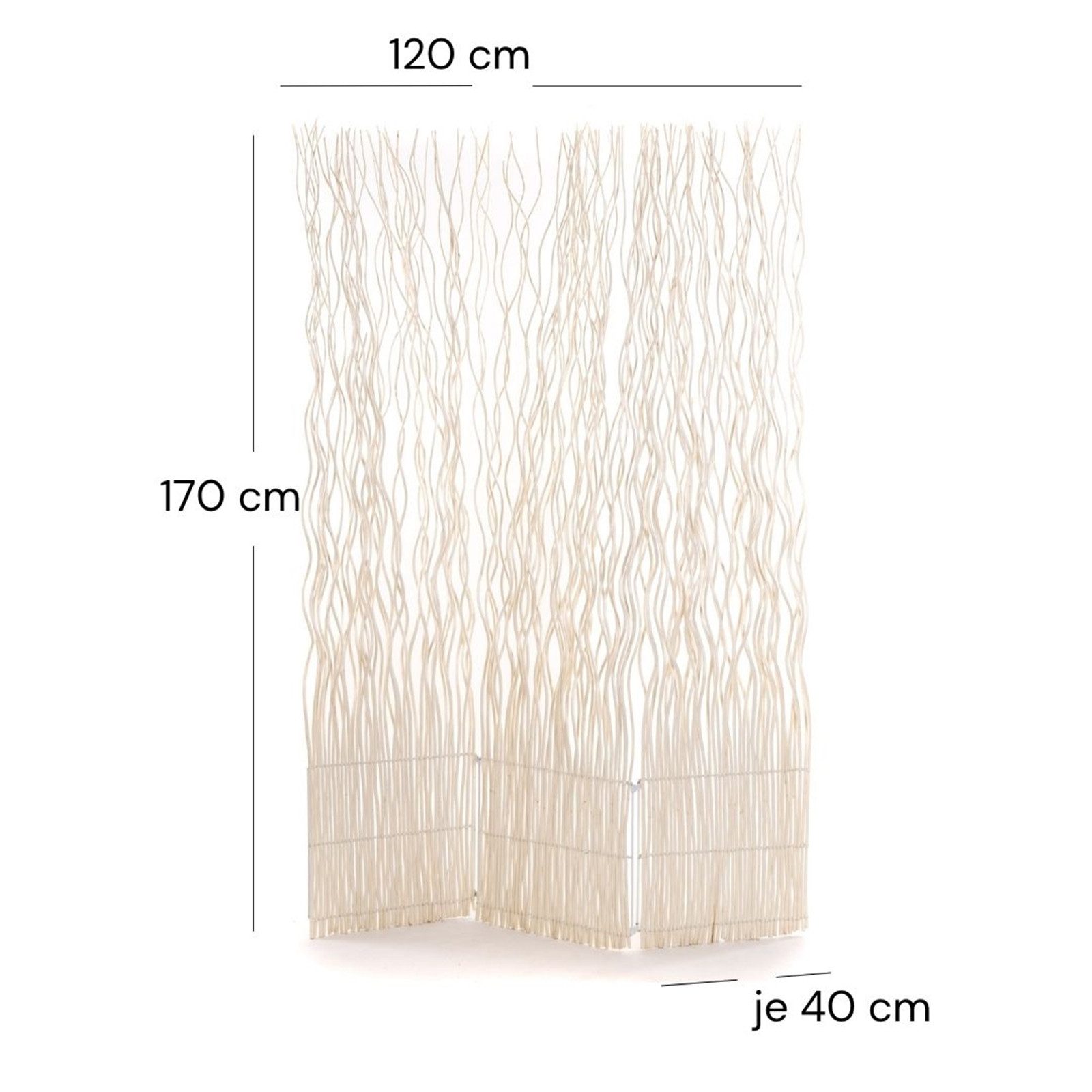 DESIGN DELIGHTS Paravent RAUMTEILER "WAVE 3", Weide, 170x120cm (HxB), Paravent, Trennwand